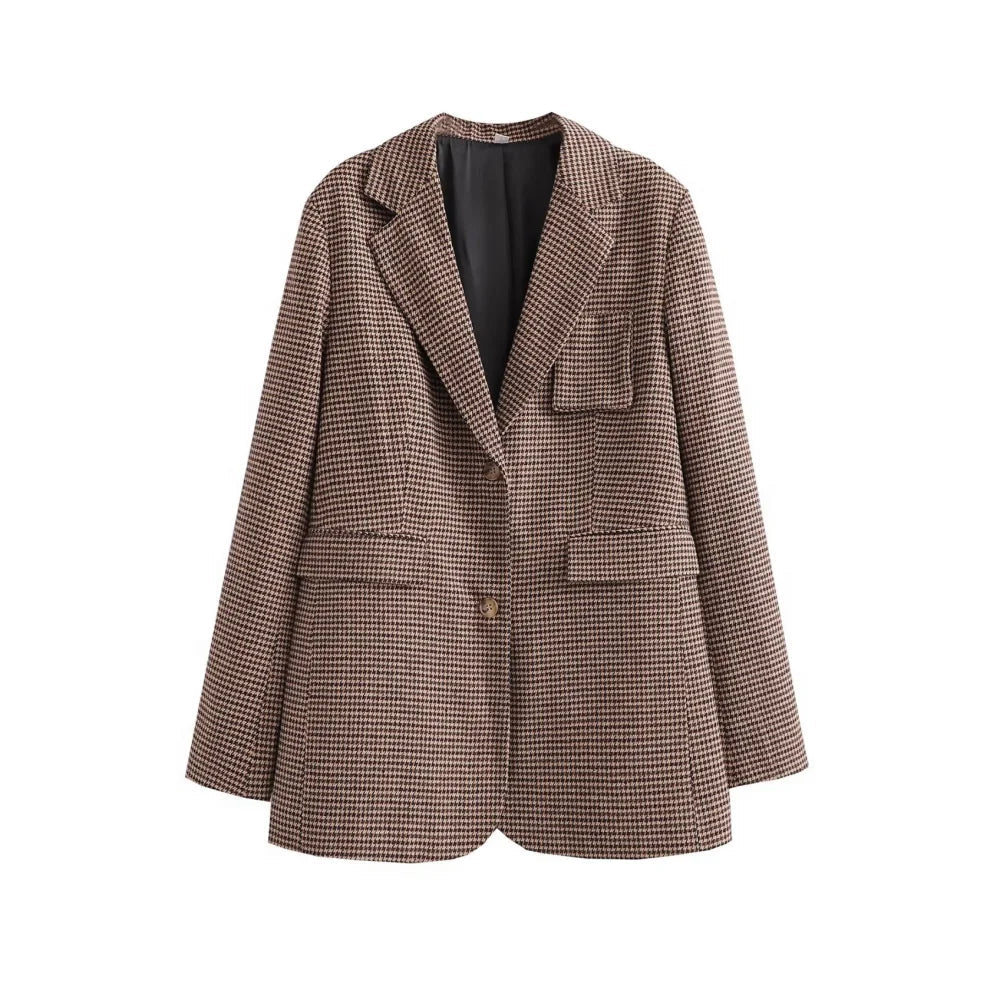 Stylish Autumn Loose Slim Suit Coat with Leather Buckle & Wide Pleated Skirt Pants Set - Women's Fashion Two-Piece Outfit for Work, Dating, and Fall Parties