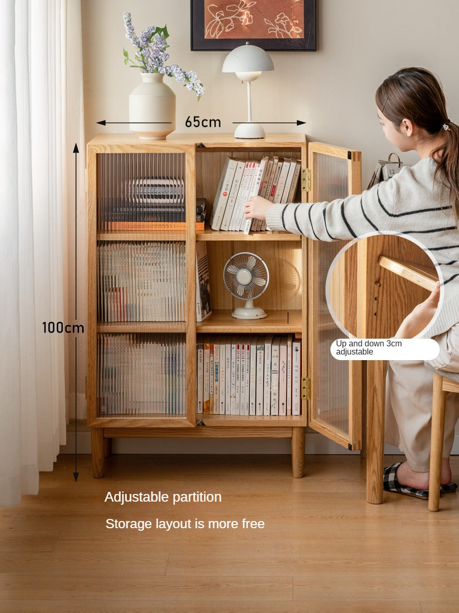 Modern Solid Oak & Beech Wood Side Cabinet - Minimalist Design for Living Room, Bedroom or Office Storage