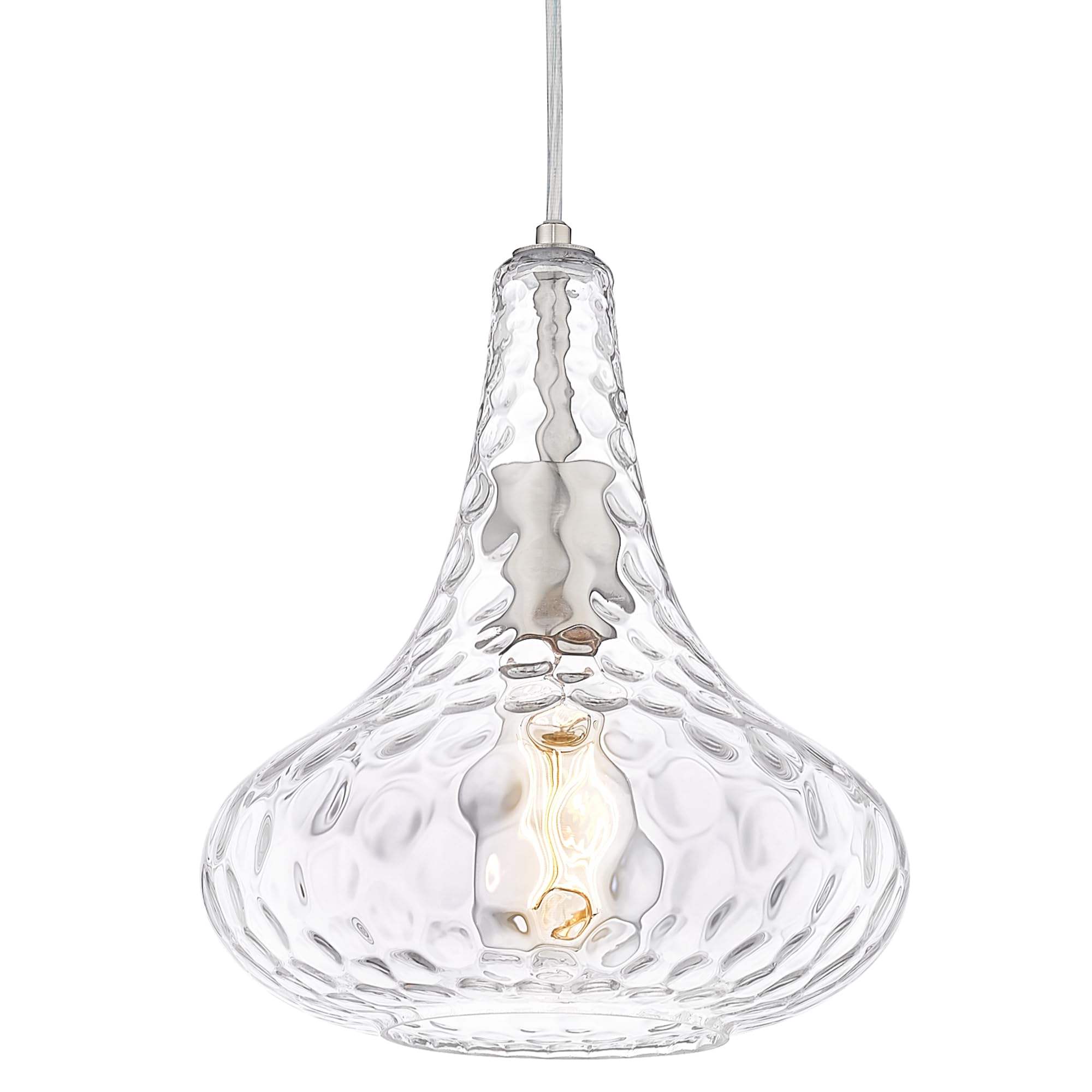 AUTELO Hammered Glass Pendant Light Fixture - Modern Kitchen Island Lighting for Dining Room, Living Room & Bar | Dimmable Hanging Light for Home Decor H9164