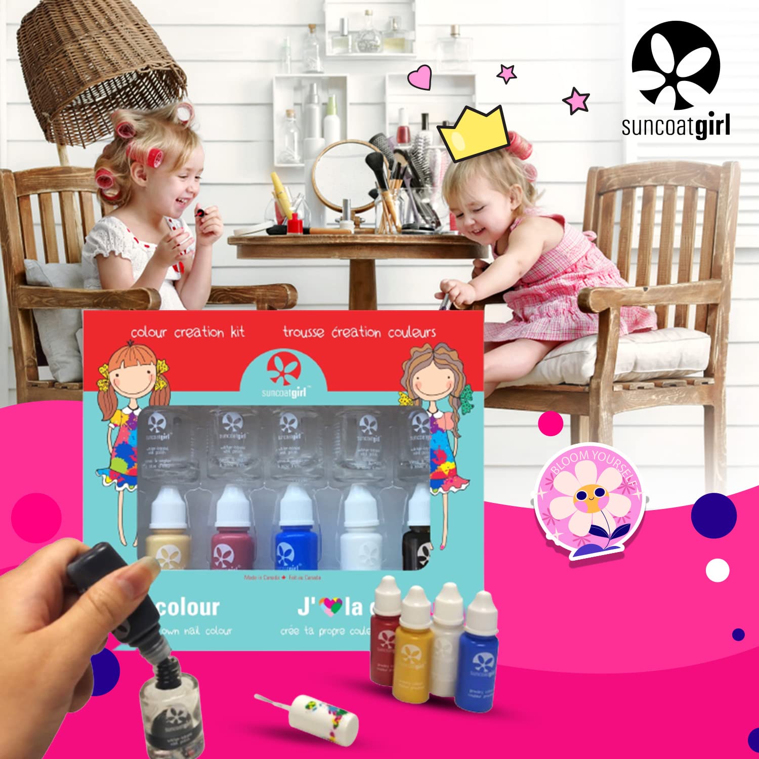Suncoat Girl Color Creation Kit - Non-Toxic Water-Based DIY Nail Polish for Kids | Safe & Fun Nail Art Set | Perfect for Birthday Parties, Playdates & Creative Play