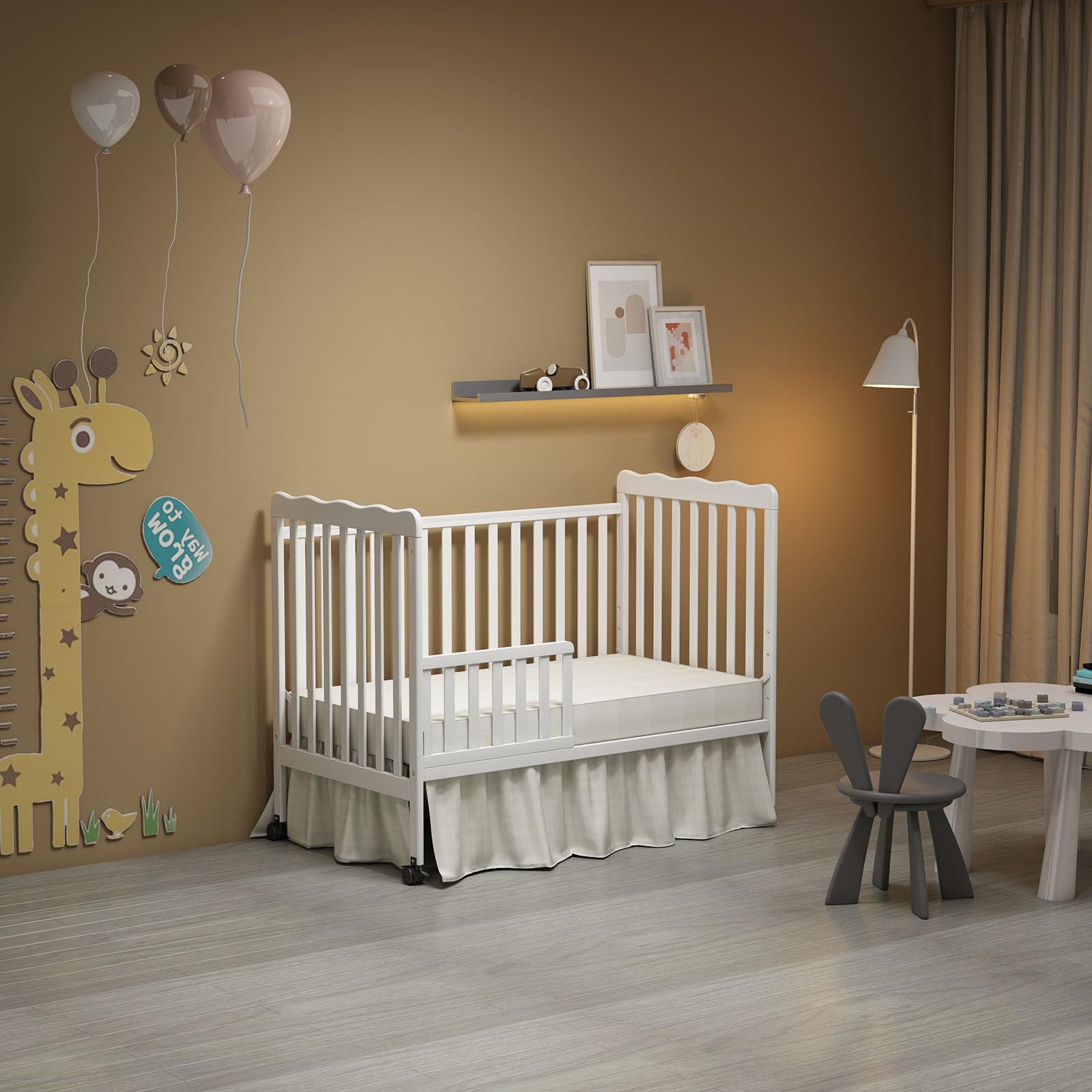 3-in-1 Convertible Baby Crib to Toddler Bed & Full Size Bed Frame - Safe Nursery Furniture for Boys & Girls - Perfect for Newborns, Infants & Growing Kids (Mattress Not Included) | Ideal for Nursery Rooms, Daycare Centers & Small Bedrooms