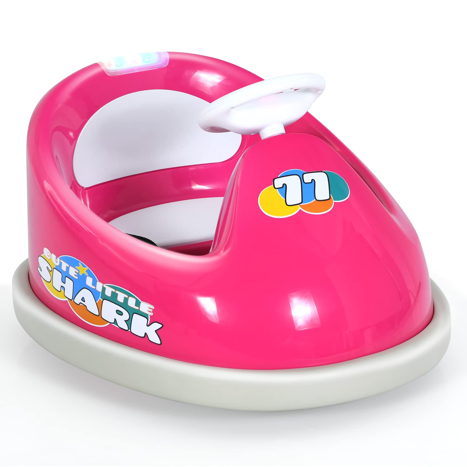INFANS 6V Kids Electric Ride On Car with Remote Control - 360° Spin, LED Lights, Bluetooth Music & 2 Driving Modes - Rechargeable Battery Powered Bumper Toy for Boys & Girls (Rose) - Perfect for Indoor/Outdoor Play, Birthday Gifts & Toddler Entertainment