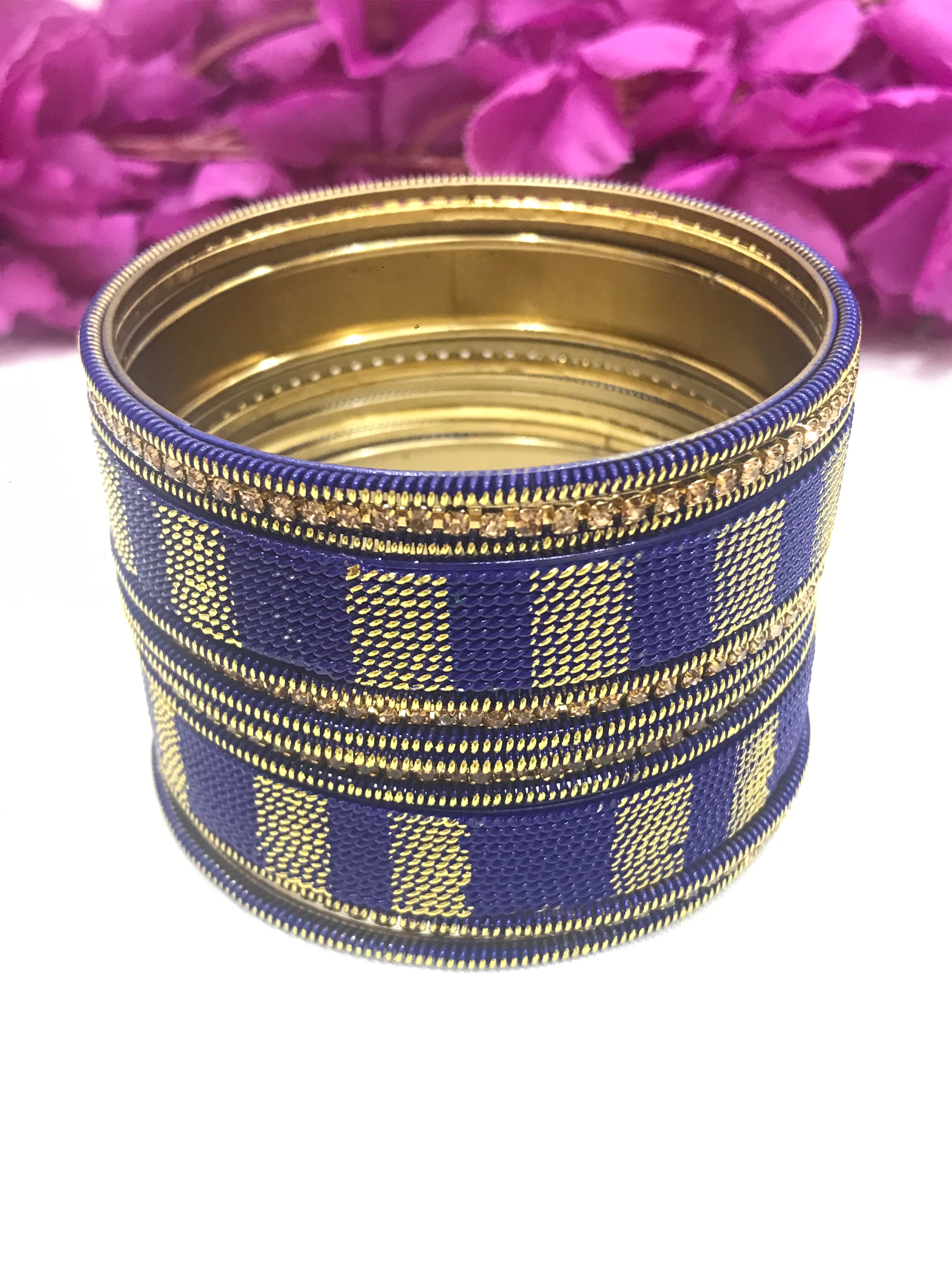 Stylish Spiral Design Blue Metal Bangles Set for Women - Perfect for Parties, Weddings & Everyday Fashion Accessories