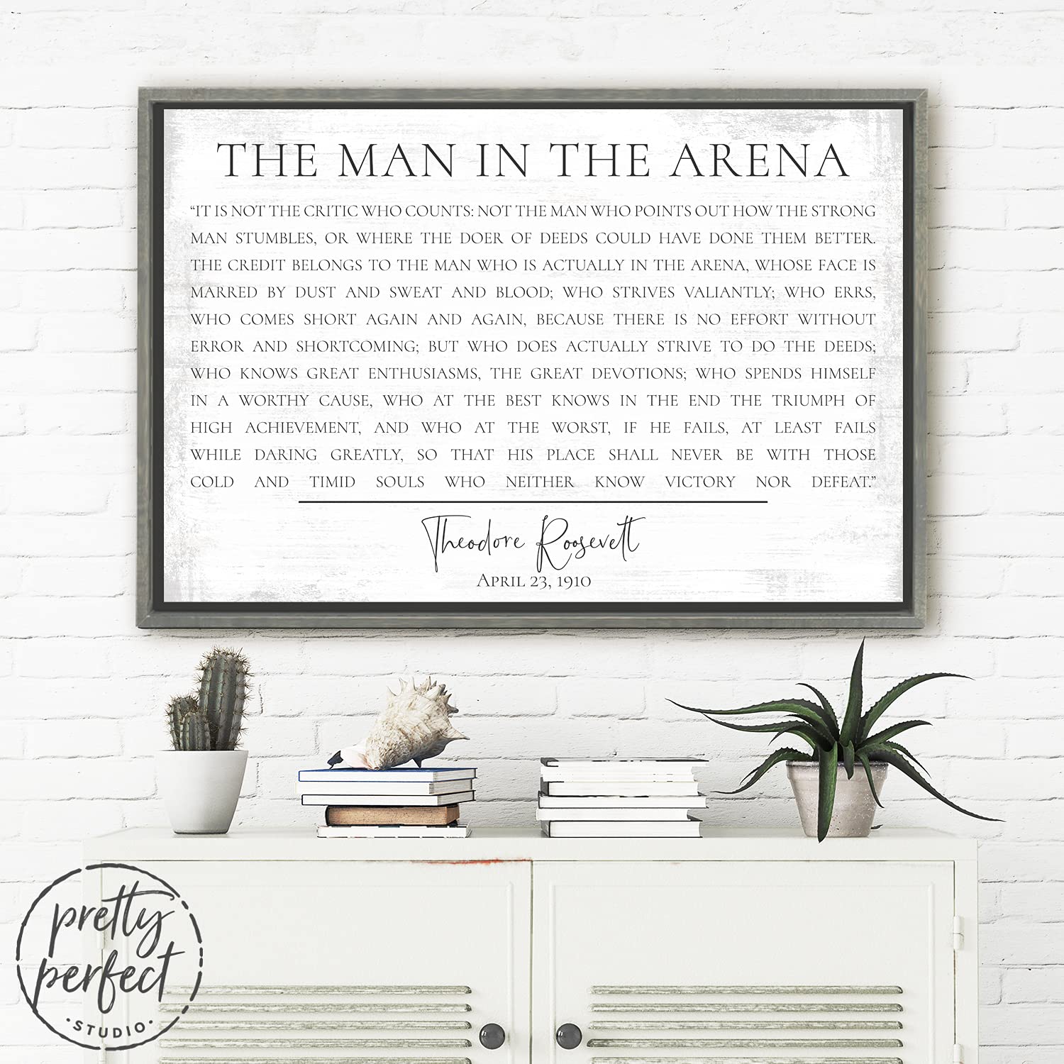The Man in The Arena Framed Wall Art - Theodore Roosevelt Inspirational Quote Print for Home & Office Decor | Motivational Speech Poster for Gym, Study Room & Workspace