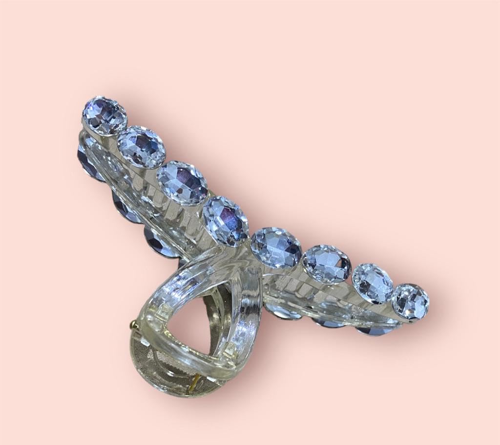 Korean Fashion Hair Claw Clips - Large Crystal Barrettes for Women & Girls, Silver Hair Clutch for Long Hair | Perfect for Weddings, Parties & Daily Styling