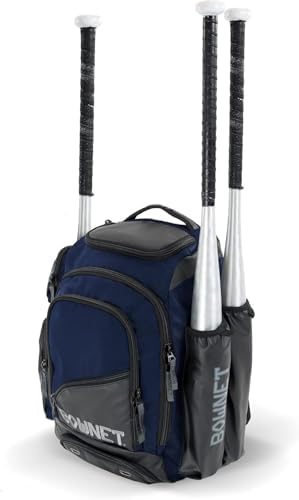 Bownet Commando Coaches Bat Bag - Baseball Backpack for Boys & Girls with Large Main Compartment - Holds 1 Fungo Bat & Water Bottle - Perfect for Youth Baseball Practice, Games & Travel