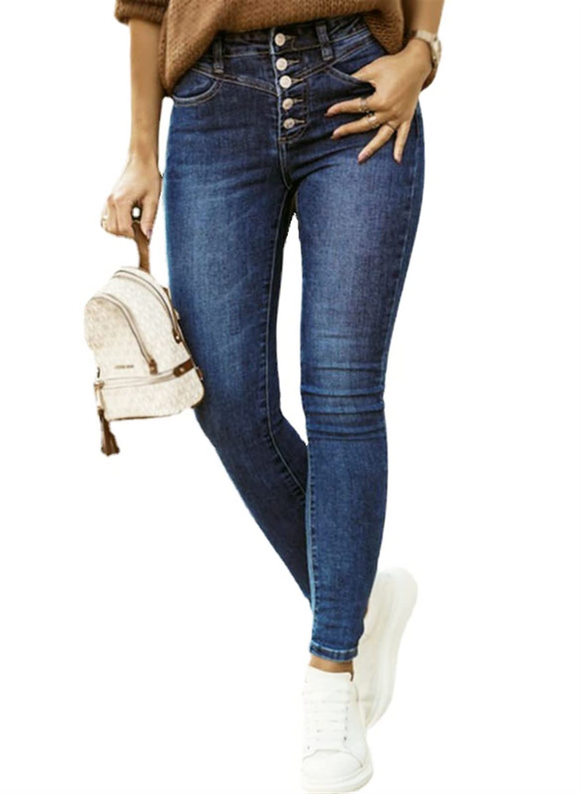 Women's Slim Fit Boyfriend Jeans - Stretch Skinny Pants in Blue | Comfortable & Stylish for Casual Wear, Office & Night Out