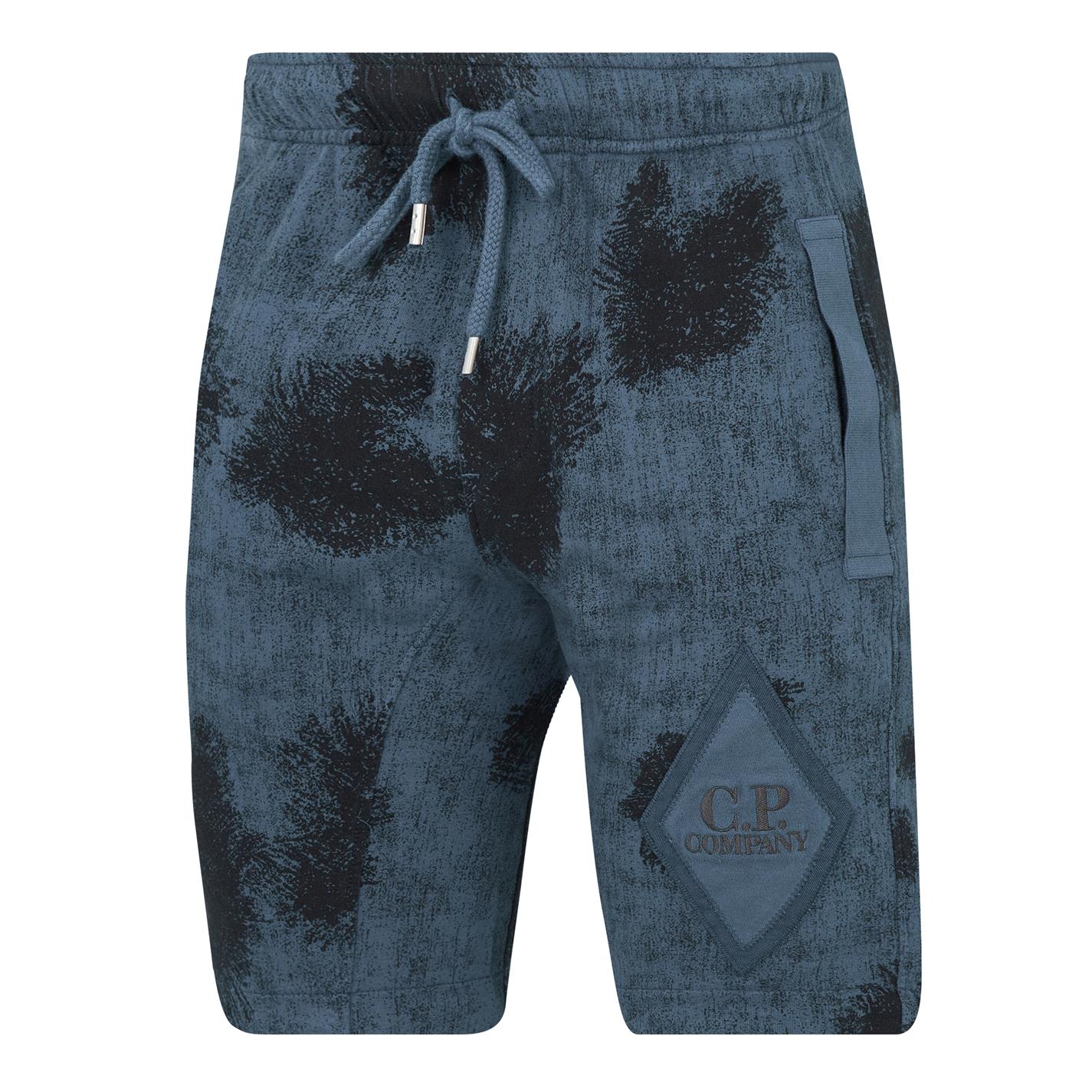 CP Company Blue Camouflage Shorts for Men - Lightweight Summer Casual Shorts with Pockets | Perfect for Outdoor Activities, Travel & Streetwear Fashion