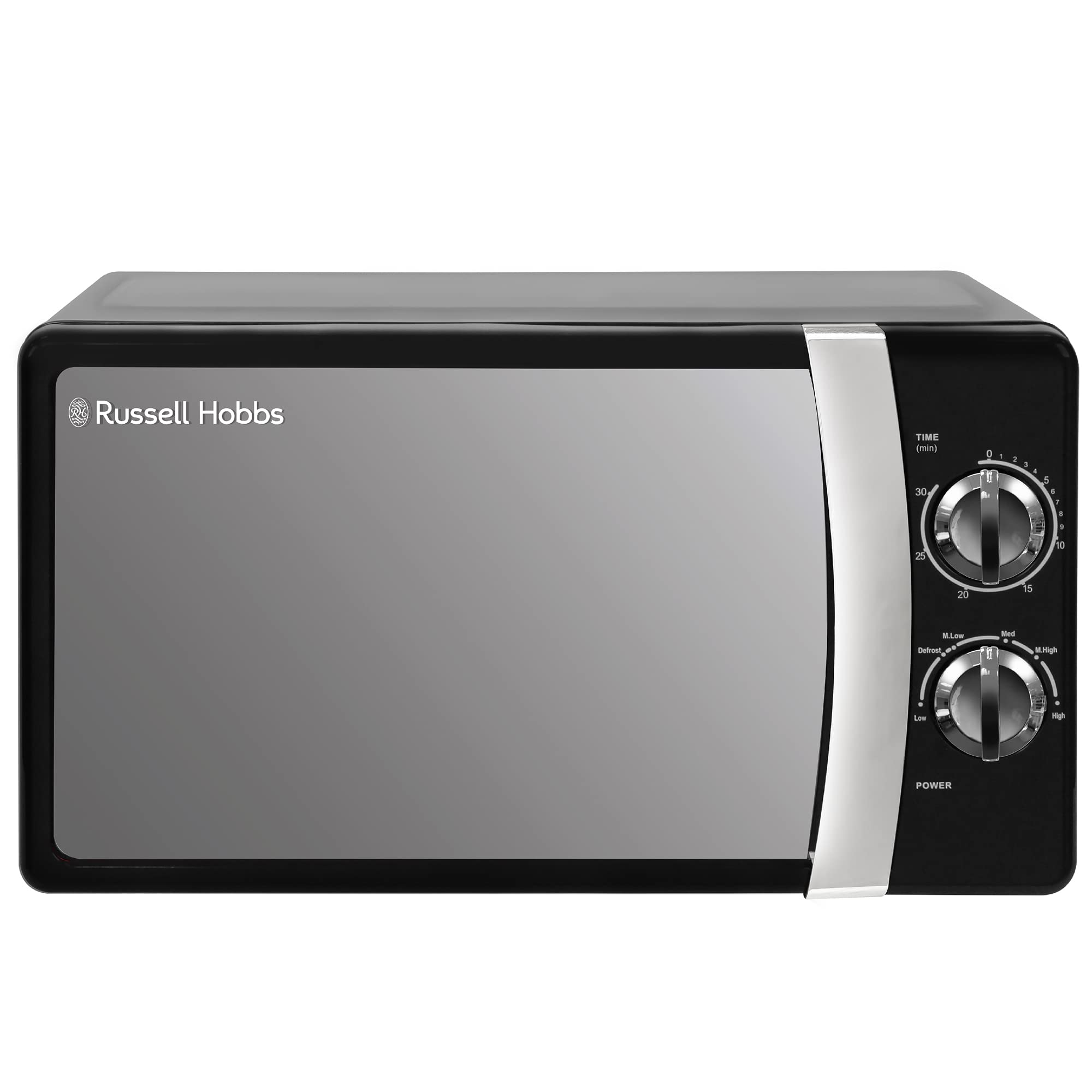 Russell Hobbs RHMM701B 17 Liter 700W Black Manual Microwave - 5 Power Levels, Timer, Defrost Function, Easy Clean Interior - Perfect for Small Kitchens, Dorms & Office Break Rooms