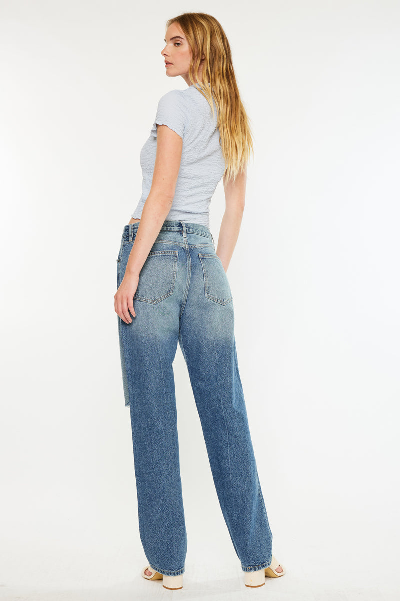 Quincy High Rise Dad Jeans for Women - Vintage Retro Straight Leg Denim Pants - Perfect for Casual Outfits, Street Style & Everyday Wear