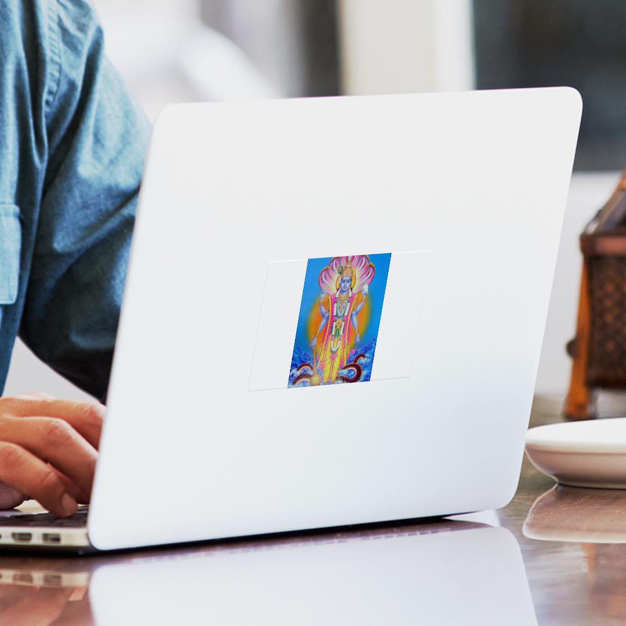 Vishnu Ji Rectangle Bumper Sticker - Durable Car Decal for Vehicles, Laptops & Windows - Hindu God Vishnu Religious Sticker for Spiritual Devotees