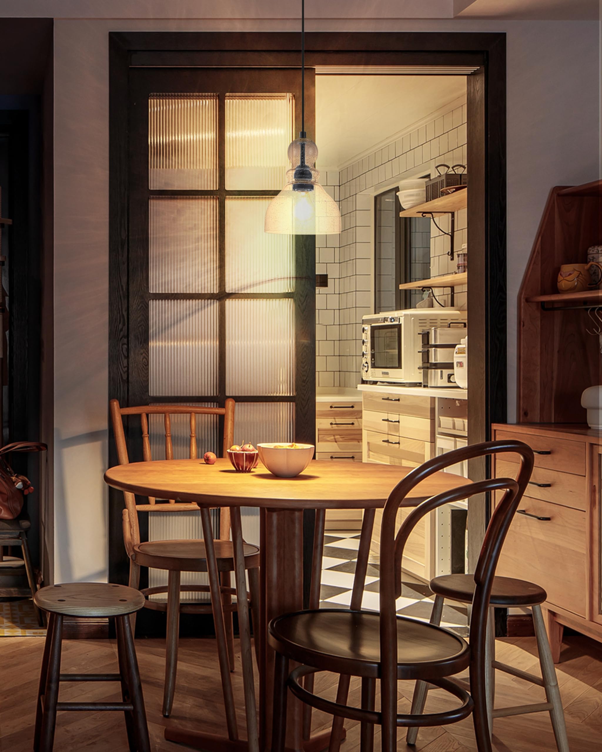 2 Pack Black Modern Farmhouse Pendant Lights - 8