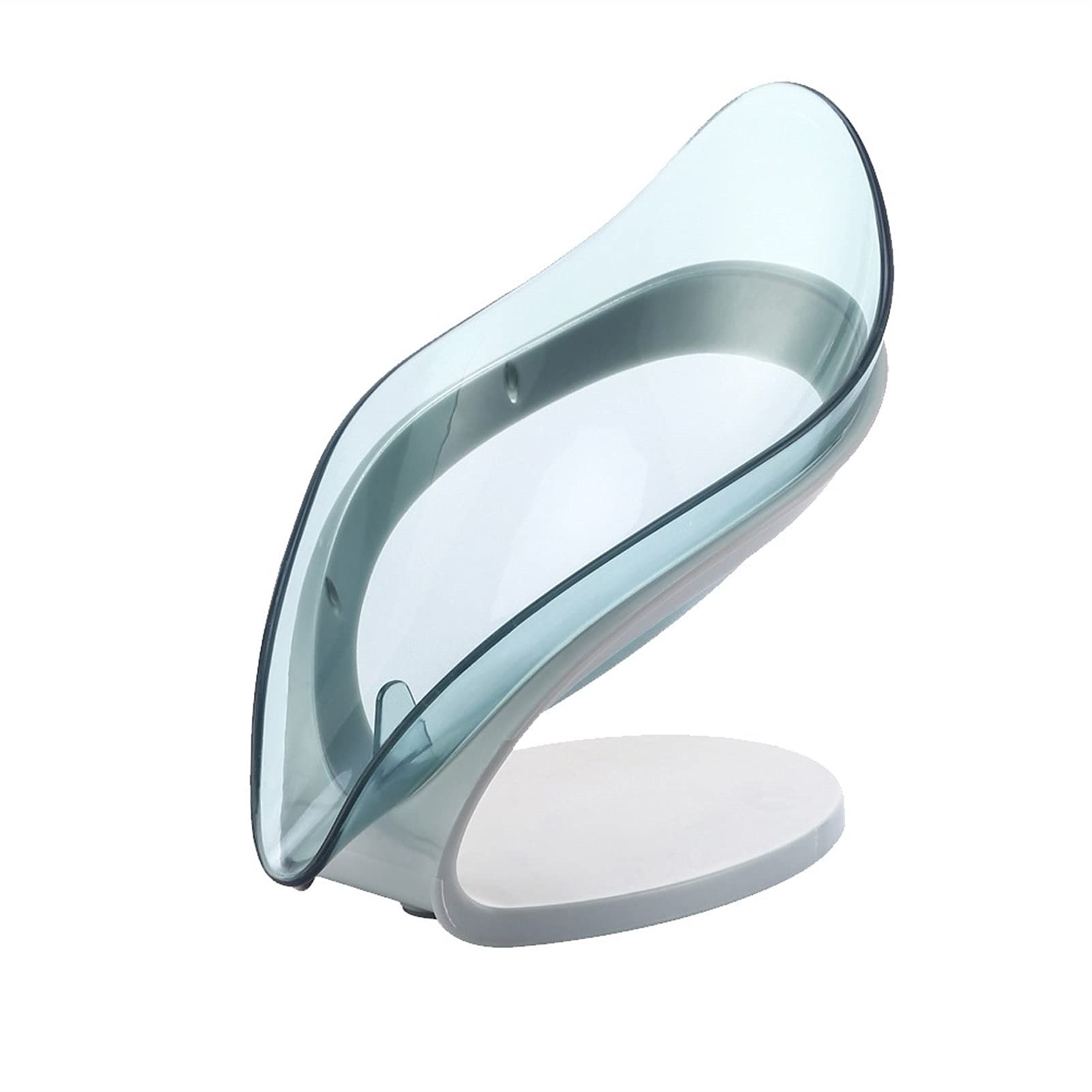 MAPAA Leaf-Shaped Soap Holder - Non-Slip Bathroom Soap Dish with Drain Tray | Blue Soap Storage Box for Shower, Sink & Vanity Organization