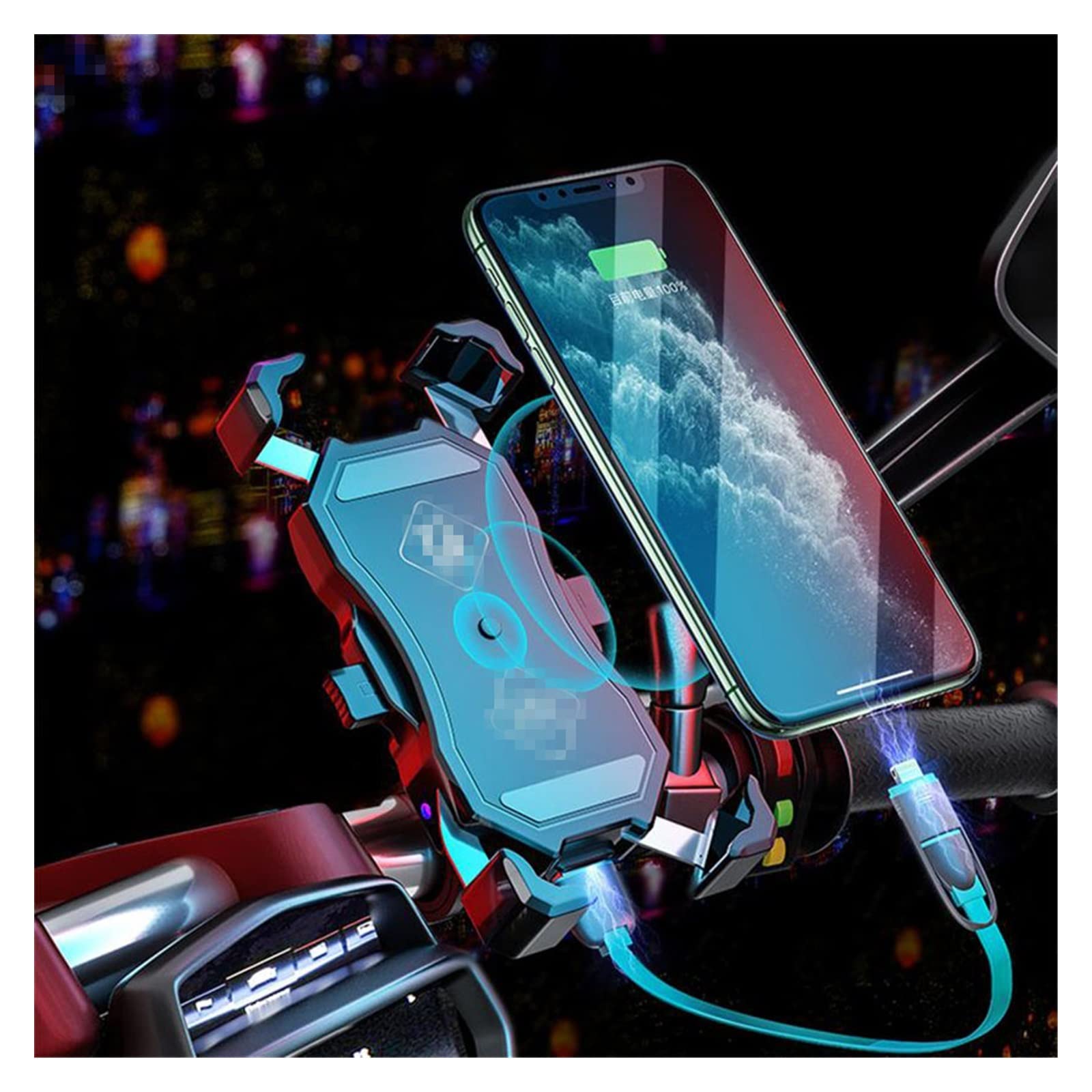 BEIYAO Universal Motorcycle Phone Mount Holder - Adjustable Bike Phone Stand for iPhone Samsung - Waterproof & Shockproof Bicycle Cell Phone Bracket (Black) - Perfect for Commuting, Off-Roading & Delivery Riders