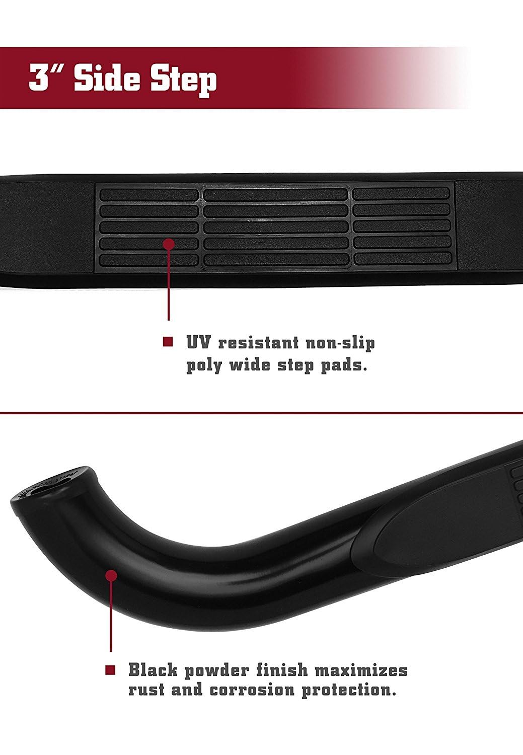 Black Nerf Bars for 1997-2003 Ford F150/250LD - Off-Road Running Boards