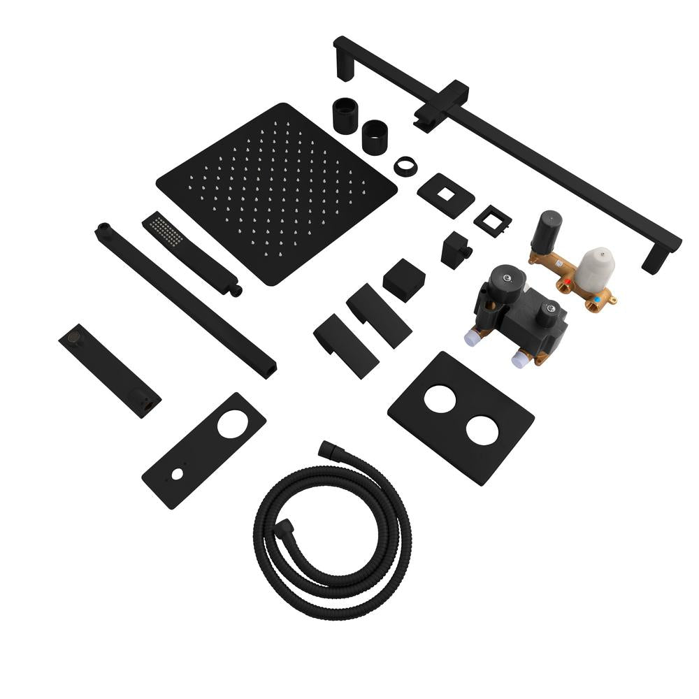 ZLINE Bliss Rainfall Shower System with 12 Inch Oversized Shower Head in Matte Black - Luxury Bathroom Upgrade for Spa-Like Experience (BLS SHS12 MB)