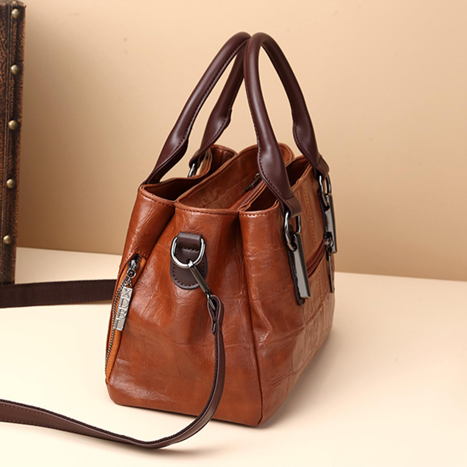 Vegan Leather Tote Bag for Women - Stylish Satchel Shoulder Bag with Multiple Compartments | Perfect for Work, Travel & Everyday Use | Eco-Friendly Handbag & Purse