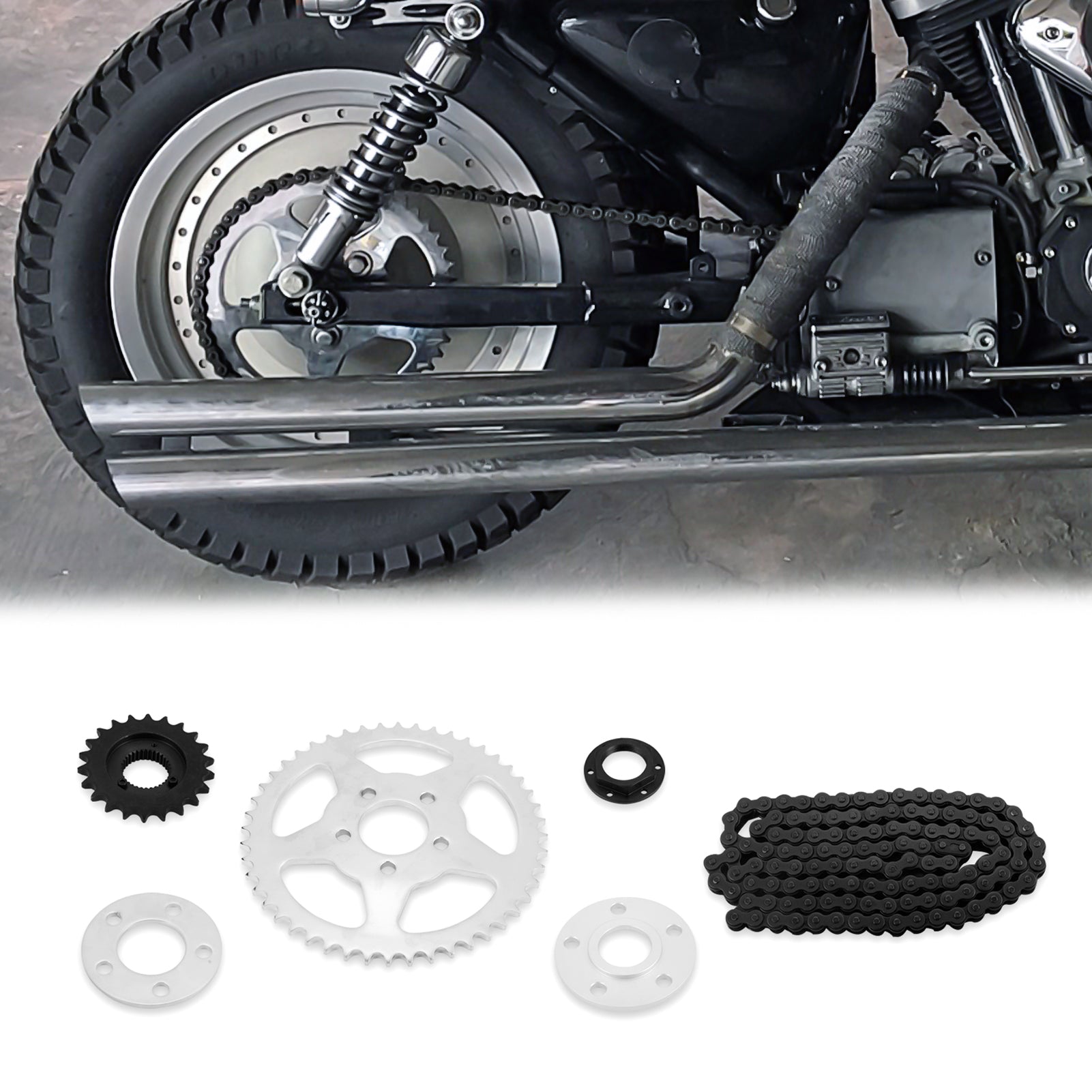 2004-2022 Harley Sportster XL 883 & 1200 Rear Chain Drive Conversion Sprocket Kit - High-Performance Motorcycle Upgrade for Custom Builds & Off-Road Riding