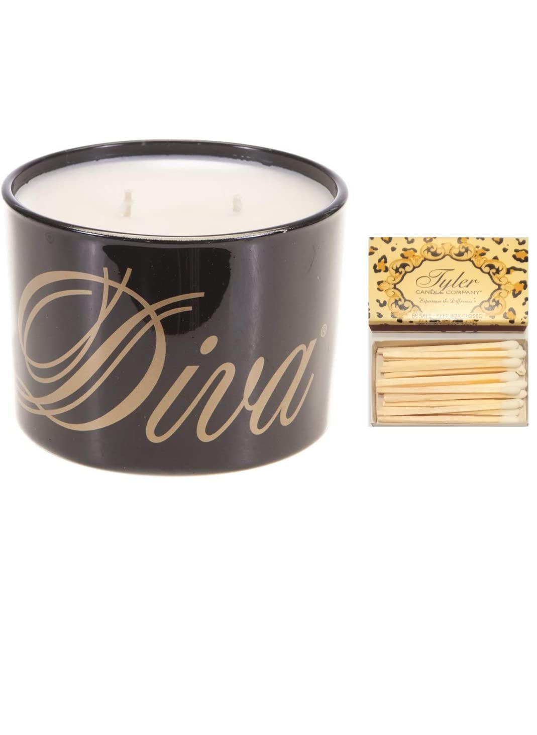 Tyler Candle Tyler Diva Limited Edition 16oz Scented Jar Candle - Mossy Black Fragrance (2 Pack with Matches) | Home Decor, Gift Idea, Aromatherapy for Living Room & Bedroom