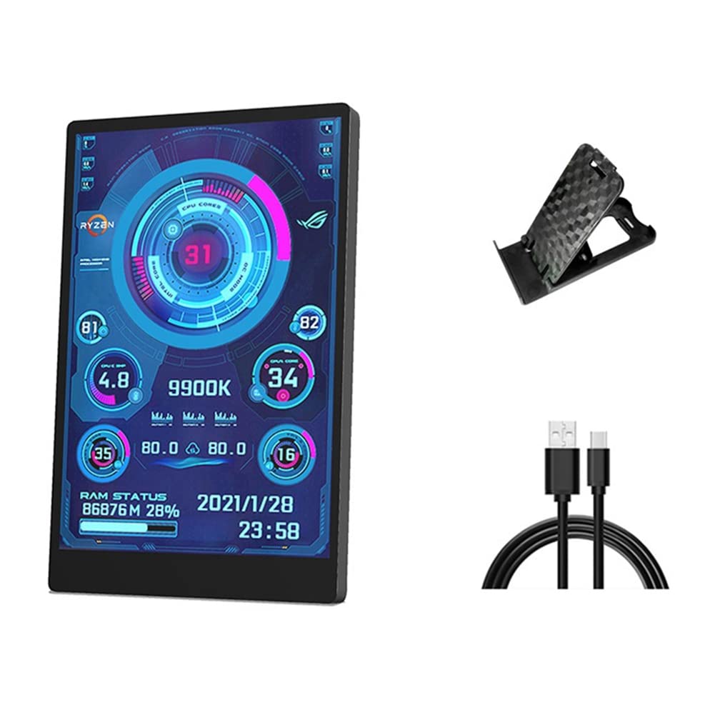 Gathukila 3.5 Inch IPS Secondary Computer Monitor - USB-C Powered Mini Display for PC Temperature Monitoring with AIDA64 Support | Perfect for Gaming Rigs, Workstations & System Monitoring
