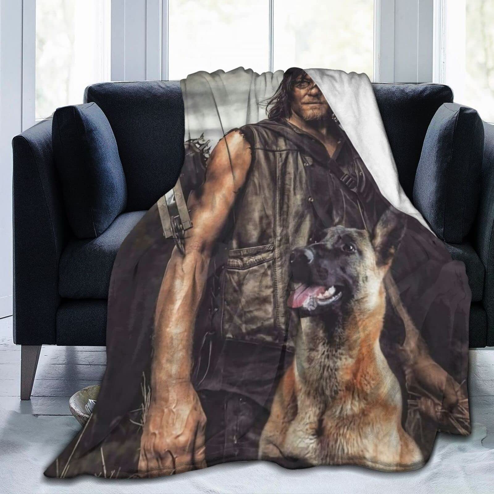 Norman Reedus Daryl Dixon 3D Printed Plush Blanket - Soft Lamb Fleece Throw for Bed, Sofa & Couch - Perfect for Living Room, Bedroom & Dorm Decor - Available in 3 Sizes (50x60, 60x80, 80x100 inches) - Cozy Gift for Fans of The Walking Dead TV Series