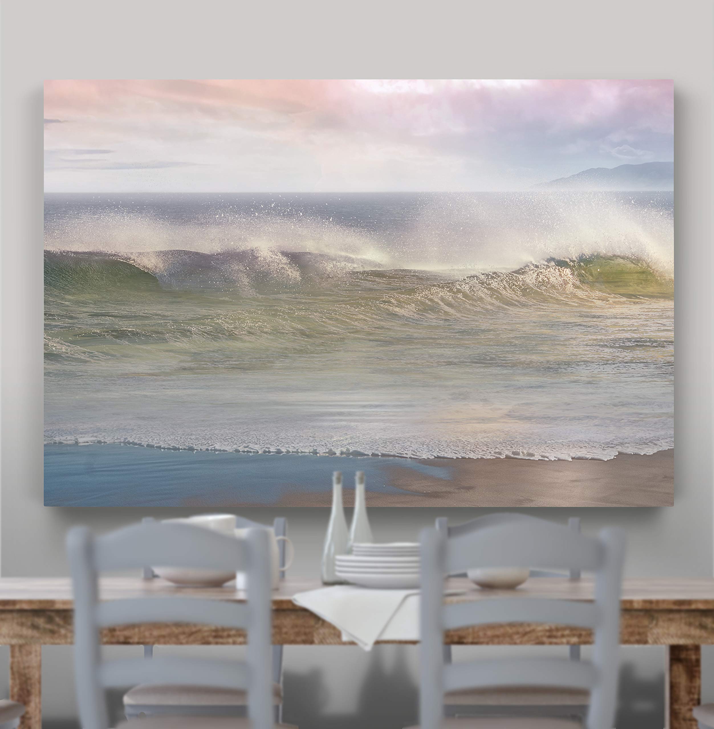 California Surf Landscape Canvas Wall Art - 32x48 Inch Gallery Print for Living Room, Bedroom, Kitchen & Bathroom Décor | Coastal Beach Photography for Home & Office Wall Decor