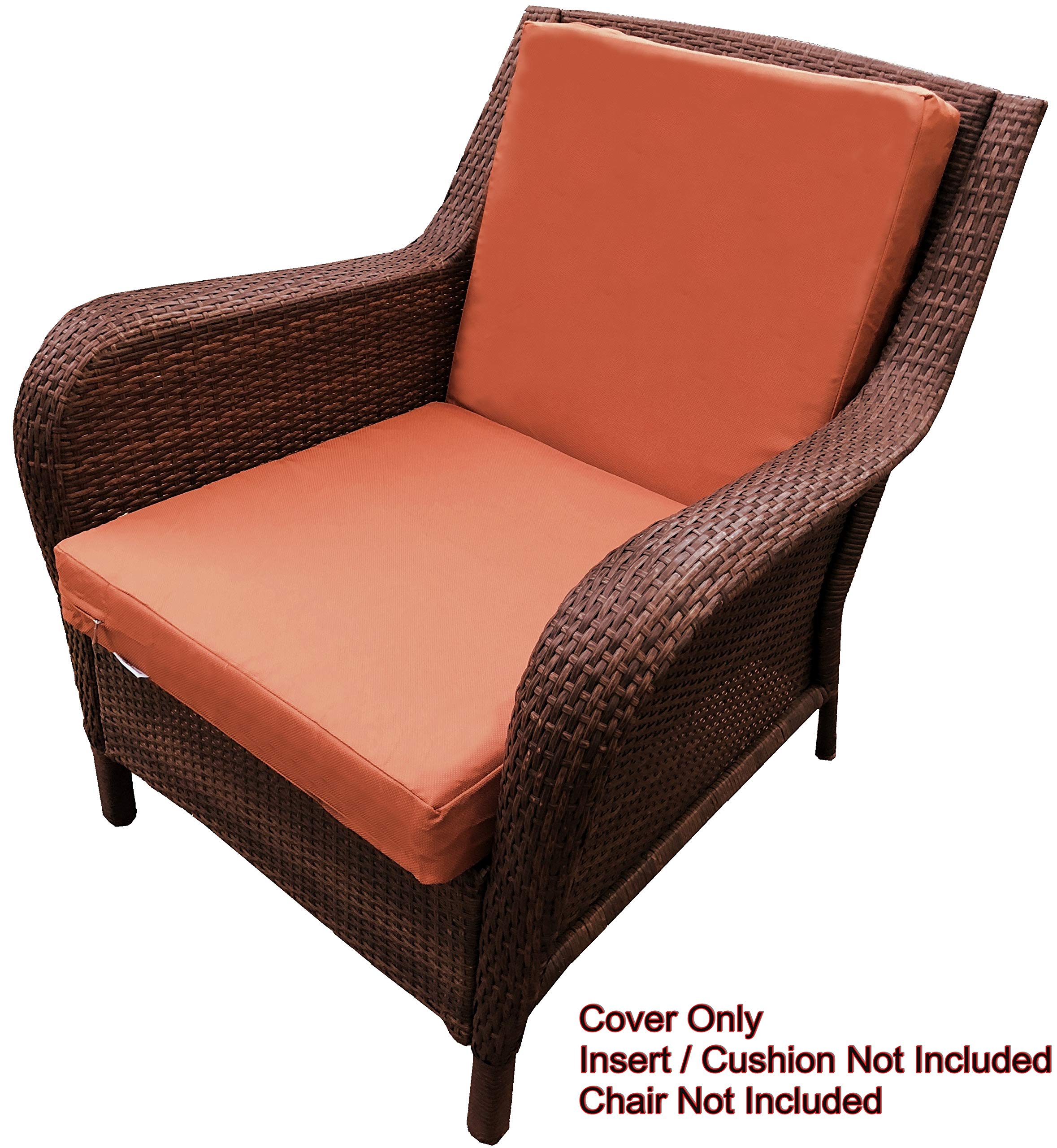 Outdoor Patio Chair Cushion Covers 20x18x4 Inches - Washable Replacement Seat Pillow Covers (8 Pack, Rust Color) for Garden, Poolside & Deck Furniture Protection