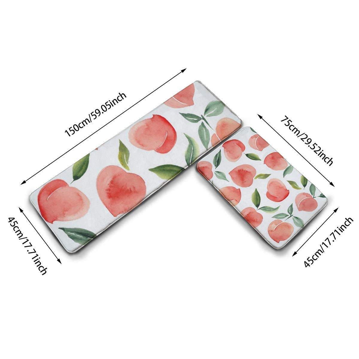 2 Pcs Non-Slip Kitchen Rug Set - Soft Flannel Washable Mats for Floor, Durable Anti-Skid Runner Rugs for Kitchen, Bathroom, Entryway (White, One Size) - Perfect for High Traffic Areas & Pet-Friendly Homes