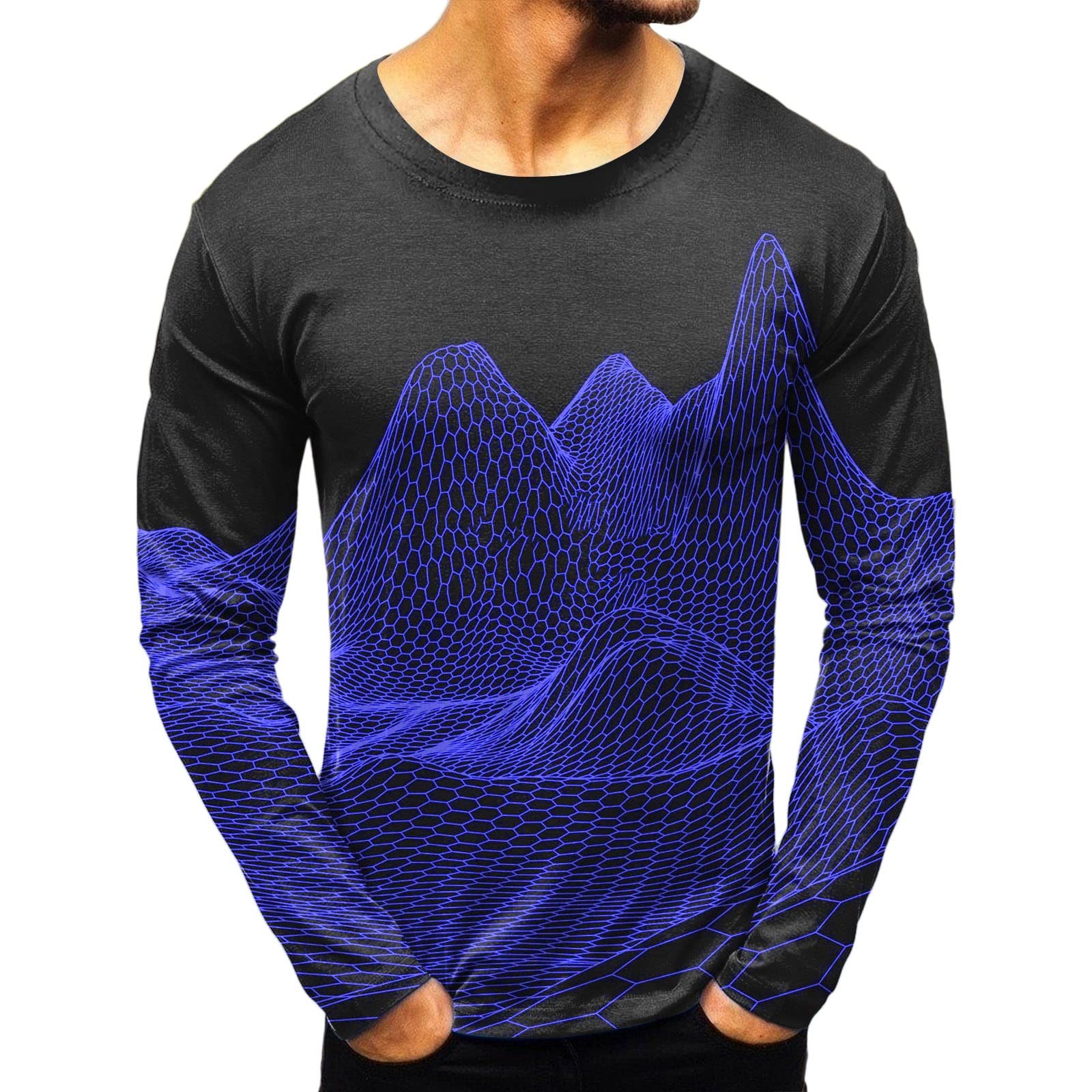 Men's Long Sleeve Graphic T-Shirts | Big & Tall Tie Dye Streetwear Pullover | Fall Fashion Tee for Casual Wear & Outdoor Activities