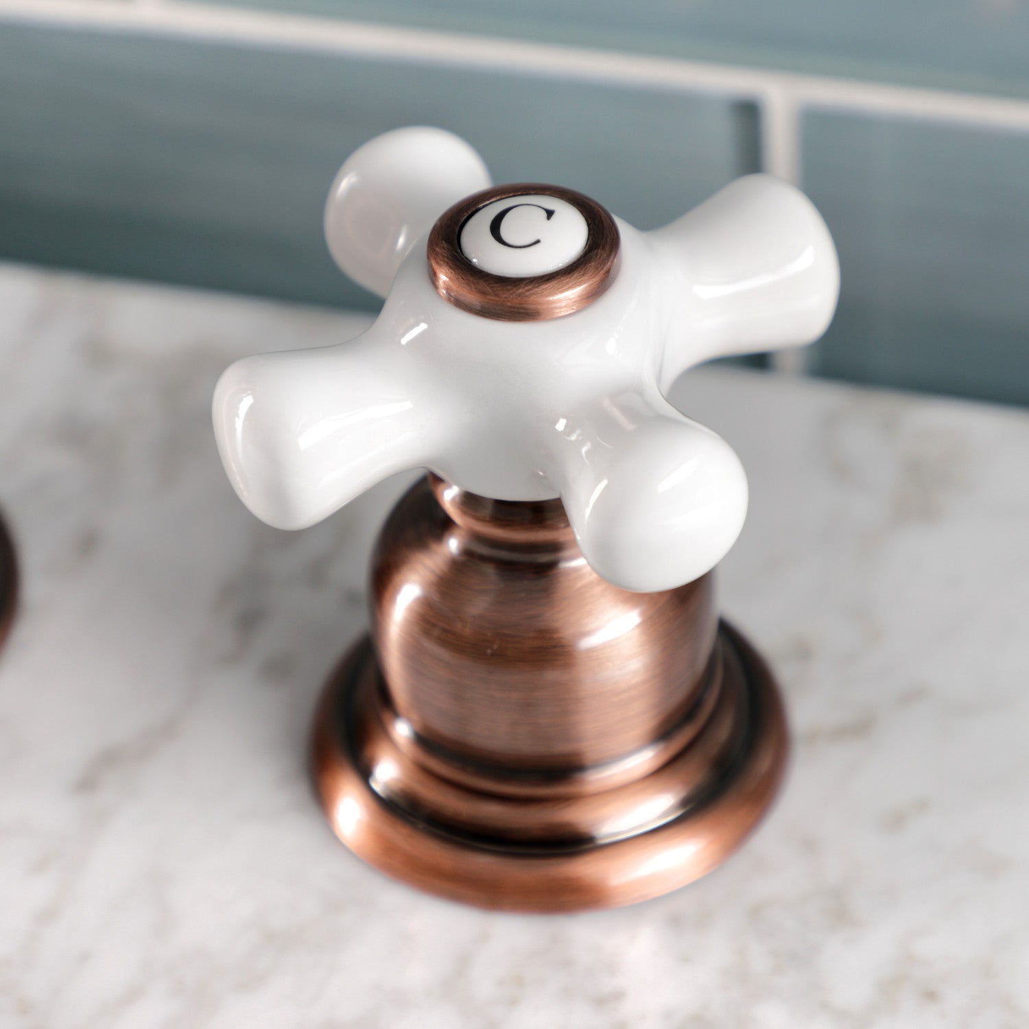 American Classic FSC197PXAC 3-Hole Widespread Bathroom Faucet with Brass Pop-Up Drain - Antique Copper Finish - Two Handle Deck Mount Sink Faucet for Bathroom Vanity, Powder Room & Guest Bath Decor