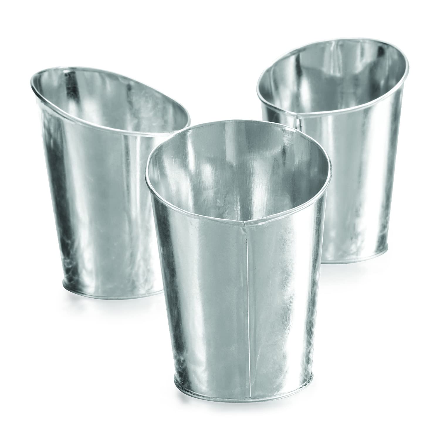 Galvanized Metal Vases Set of 3 - Rustic Farmhouse Flower Pots for Home Decor, Wedding Centerpieces & Outdoor Garden Decorations