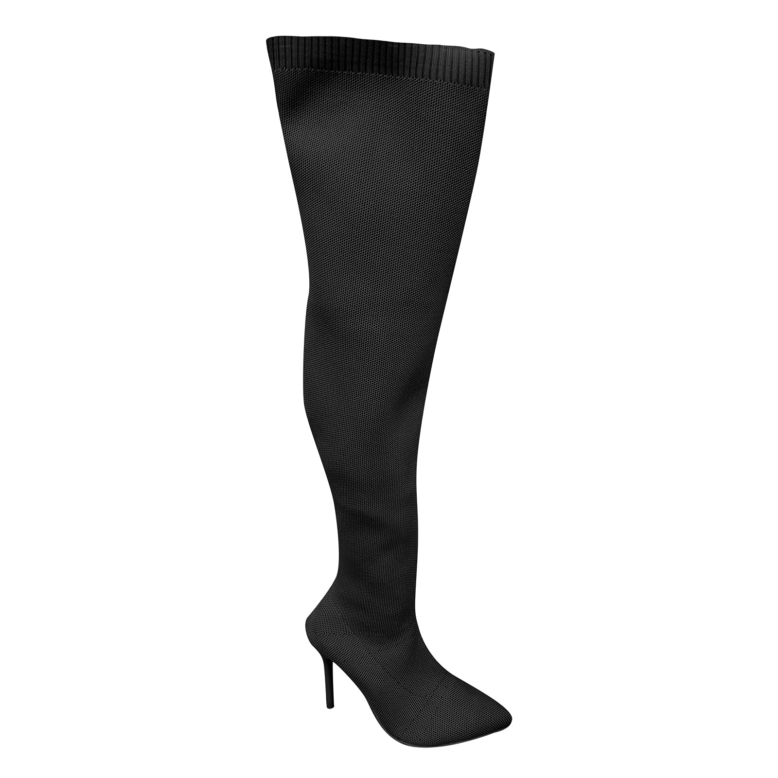 Women's Thigh High Boots Over The Knee - Elastic Cotton Warm Winter Boots with Suede Finish for Ladies (Black, Size 8) | Perfect for Cold Weather, Fashion Outfits & Night Out