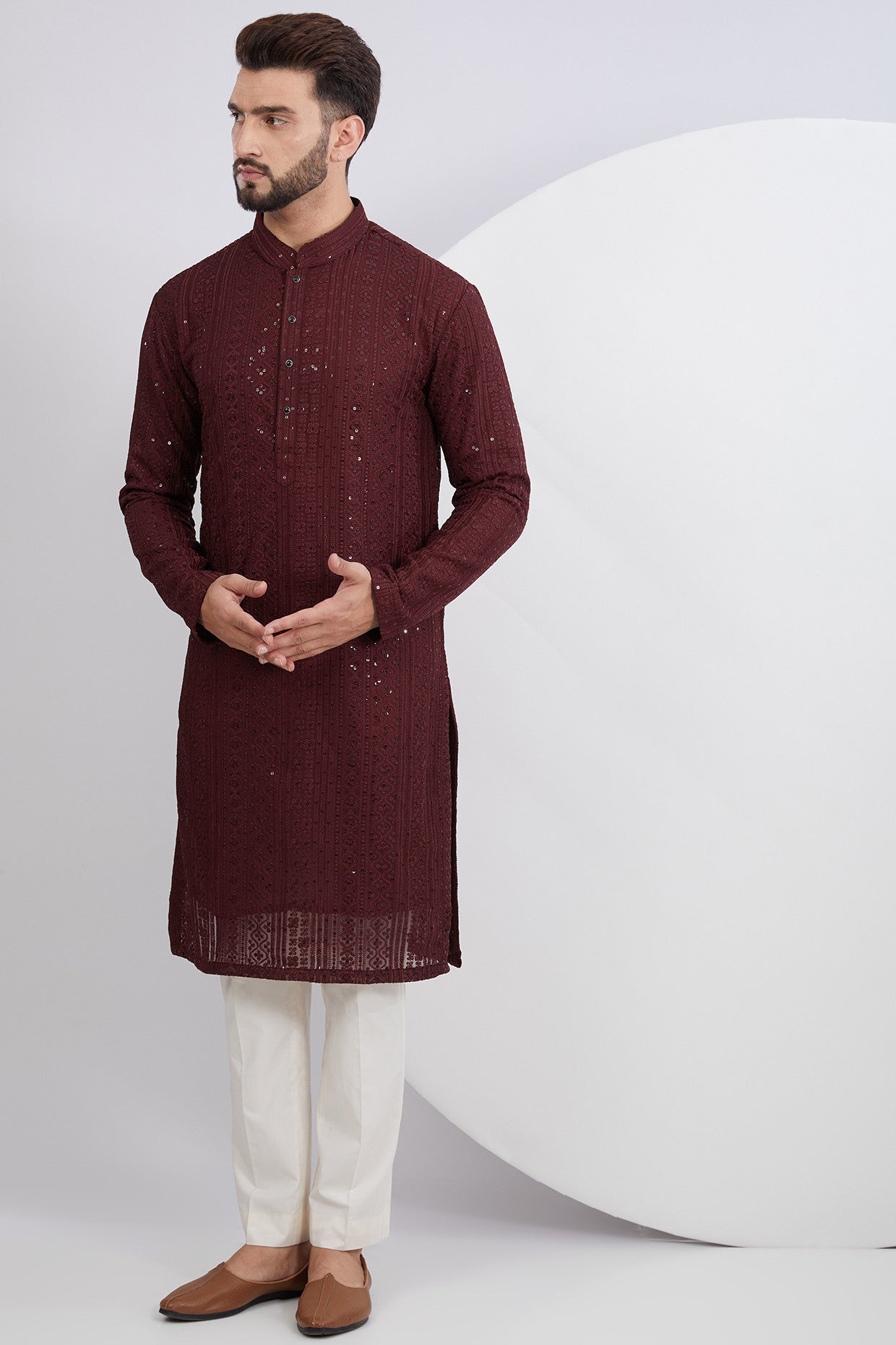 Elegant Maroon Embroidered Kurta for Women | Traditional Indian Tunic Top | Perfect for Festivals, Weddings & Cultural Events