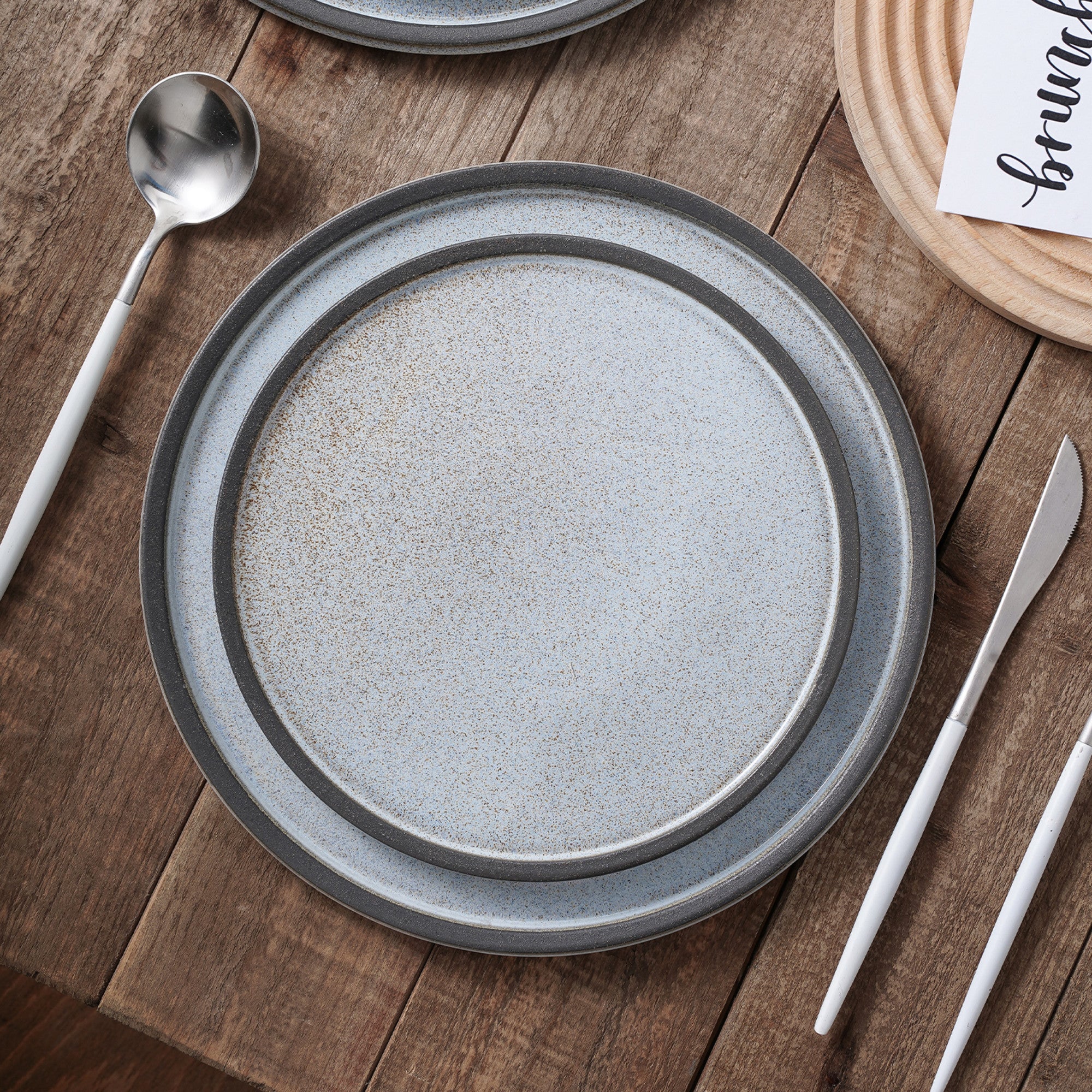 Vince Stoneware Salad Plate - Gray, Green, Blue Ceramic Dish for Everyday Dining, Entertaining & Kitchen Decor