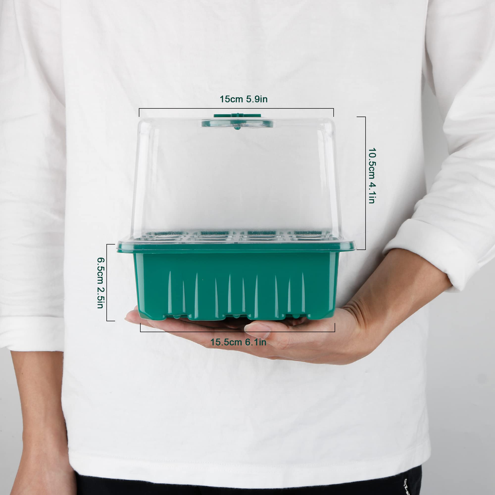 Seed Starter Tray with Grow Light - 12 Cell Plant Germination Kit with Humidity Dome & Base for Hydroponic Wheatgrass, Microgreens & Indoor Gardening | Perfect for Greenhouse, Home Growers & Classroom Projects