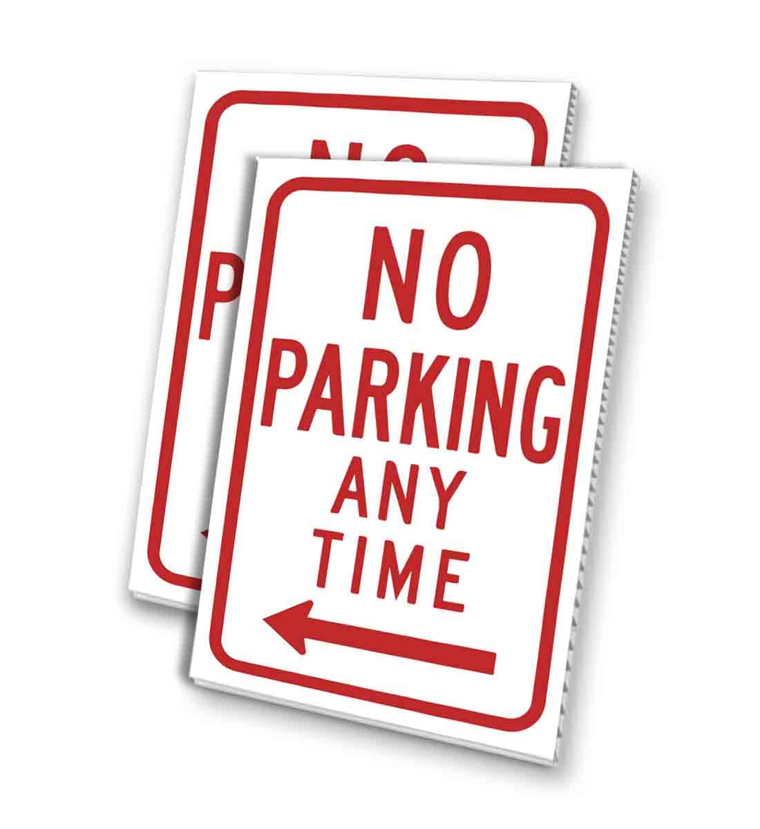 No Parking Any Time Left Arrow Sign - 24
