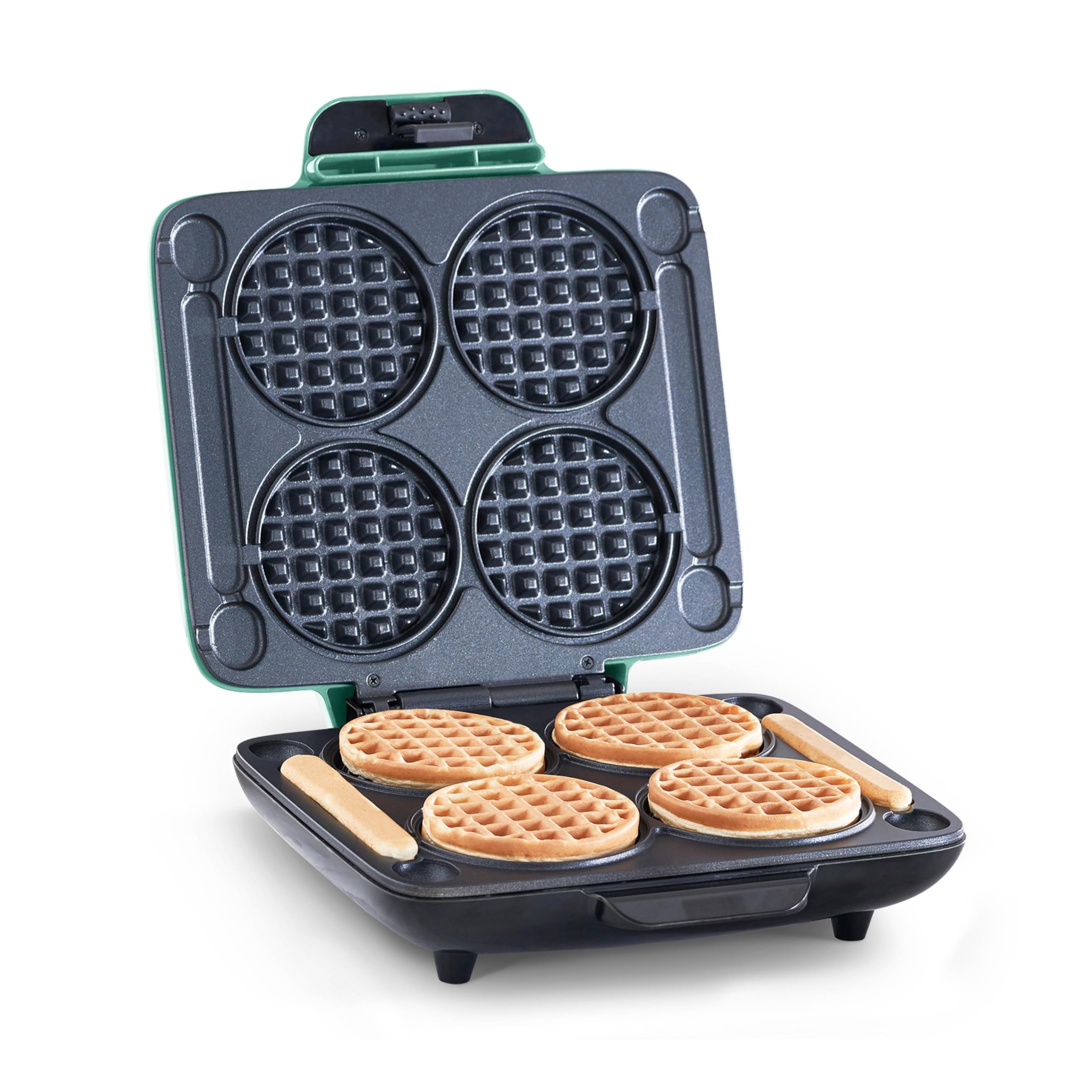 DASH Mini Waffle Maker for 4 Inch Waffles - Dual Non-Stick Surfaces, Quick Release & Easy Clean - Perfect for Breakfast, Snacks, and Parties - Aqua Blue (Ideal for Families, Kids, and Individuals)