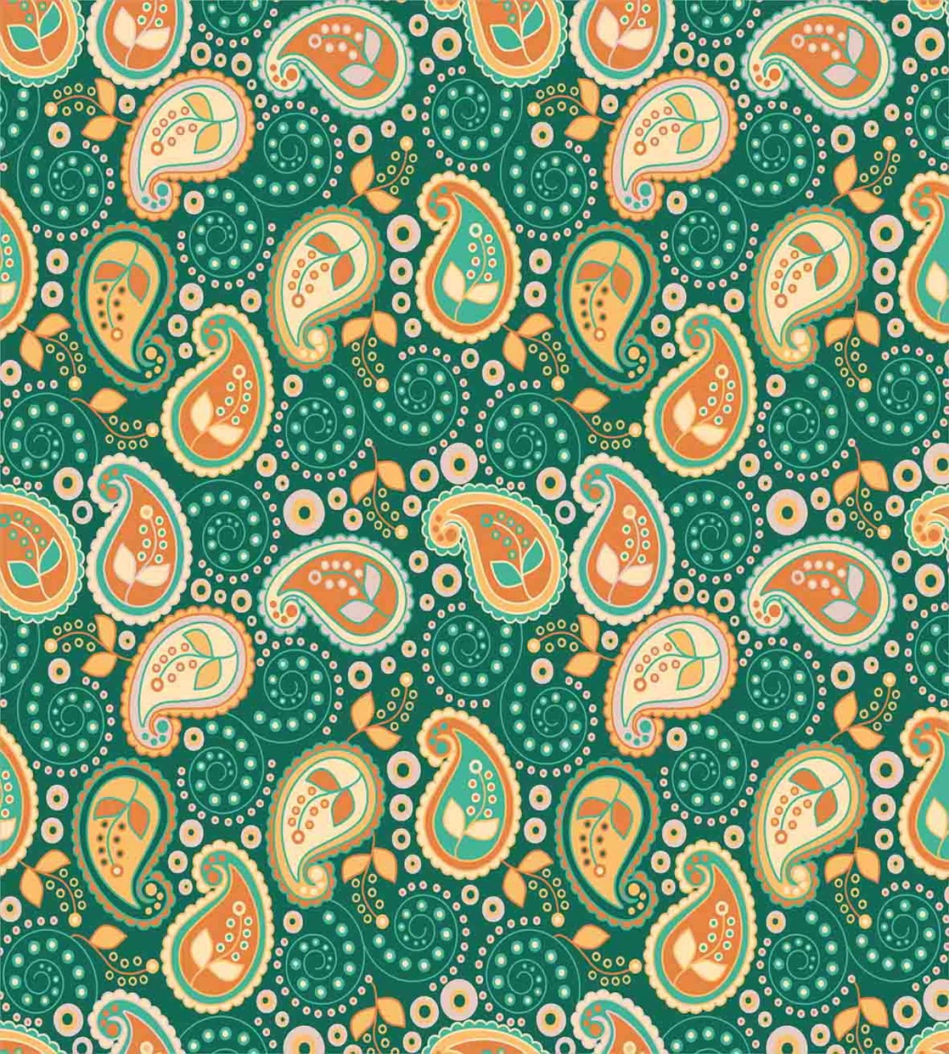 Ambesonne Ethnic Duvet Cover Set - Paisley Leaves Floral Pattern with Folkloric Design, 2-Piece Twin Size Bedding Set (Duvet Cover + Pillowcase) in Apricot & Hunter Green - Perfect for Bohemian Bedroom Decor, Guest Room Makeover, and Cozy Autumn Vibes