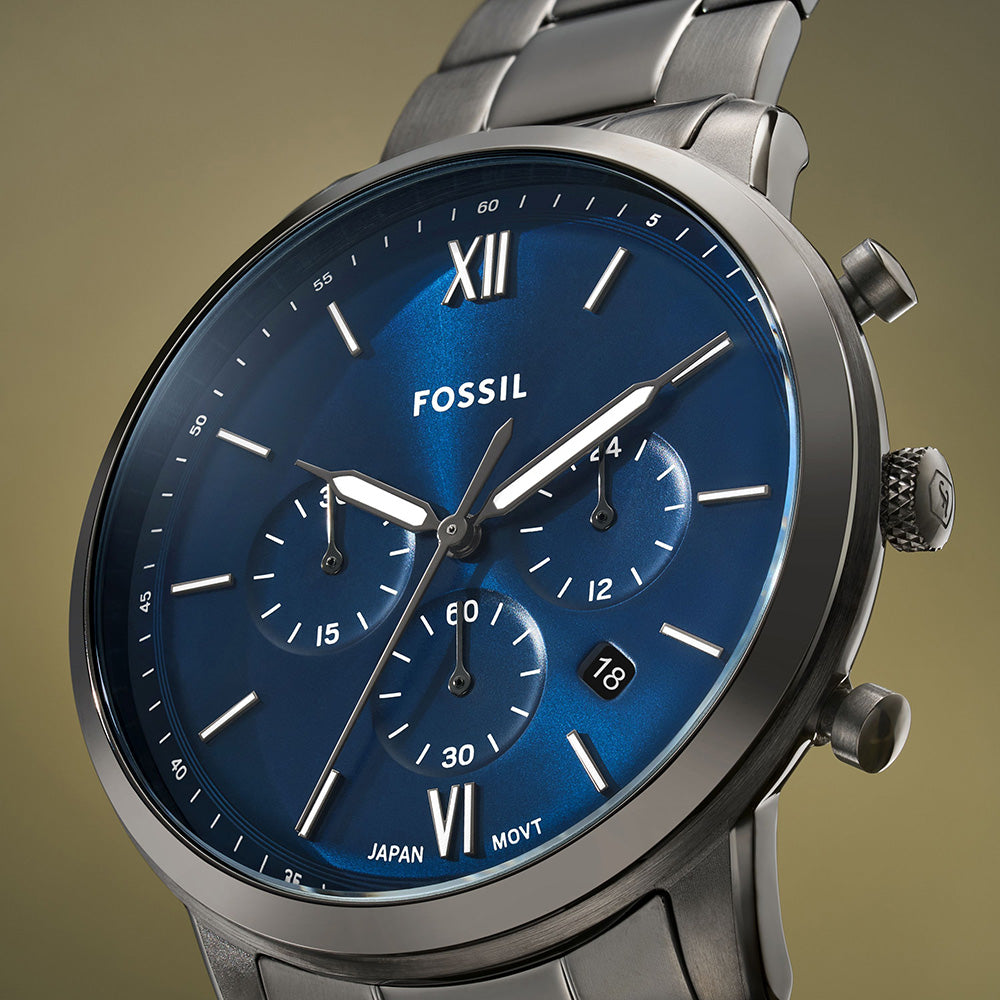 Fossil Neutra FS6111 Chronograph Watch for Men - Stainless Steel Mesh Band, Water Resistant, Date Display - Perfect for Business, Casual & Everyday Wear