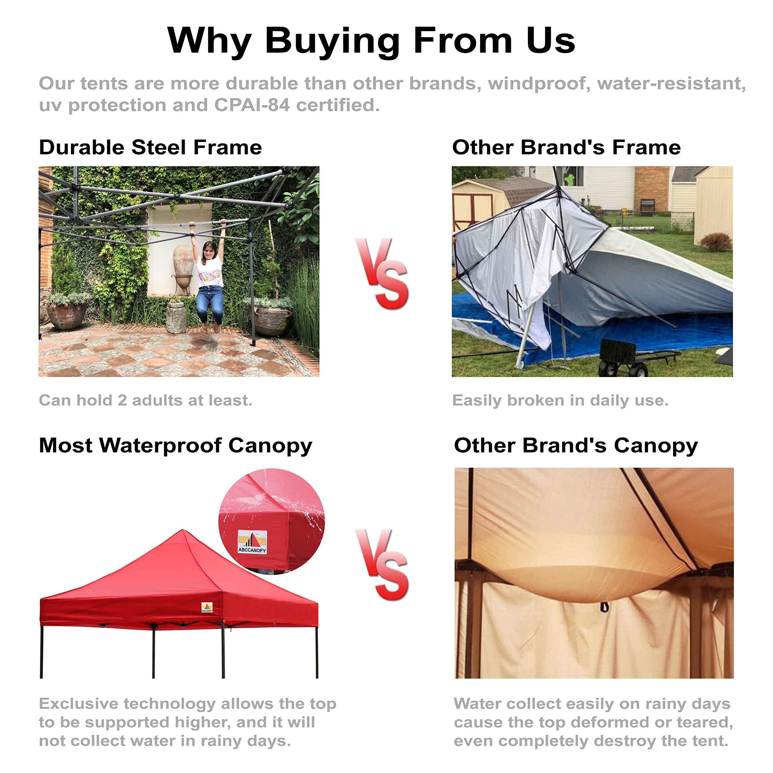 ABCCANOPY 8x8 Commercial-Series Pop Up Canopy Tent - Dark Gray - Perfect for Outdoor Events, Farmers Markets & Backyard Parties