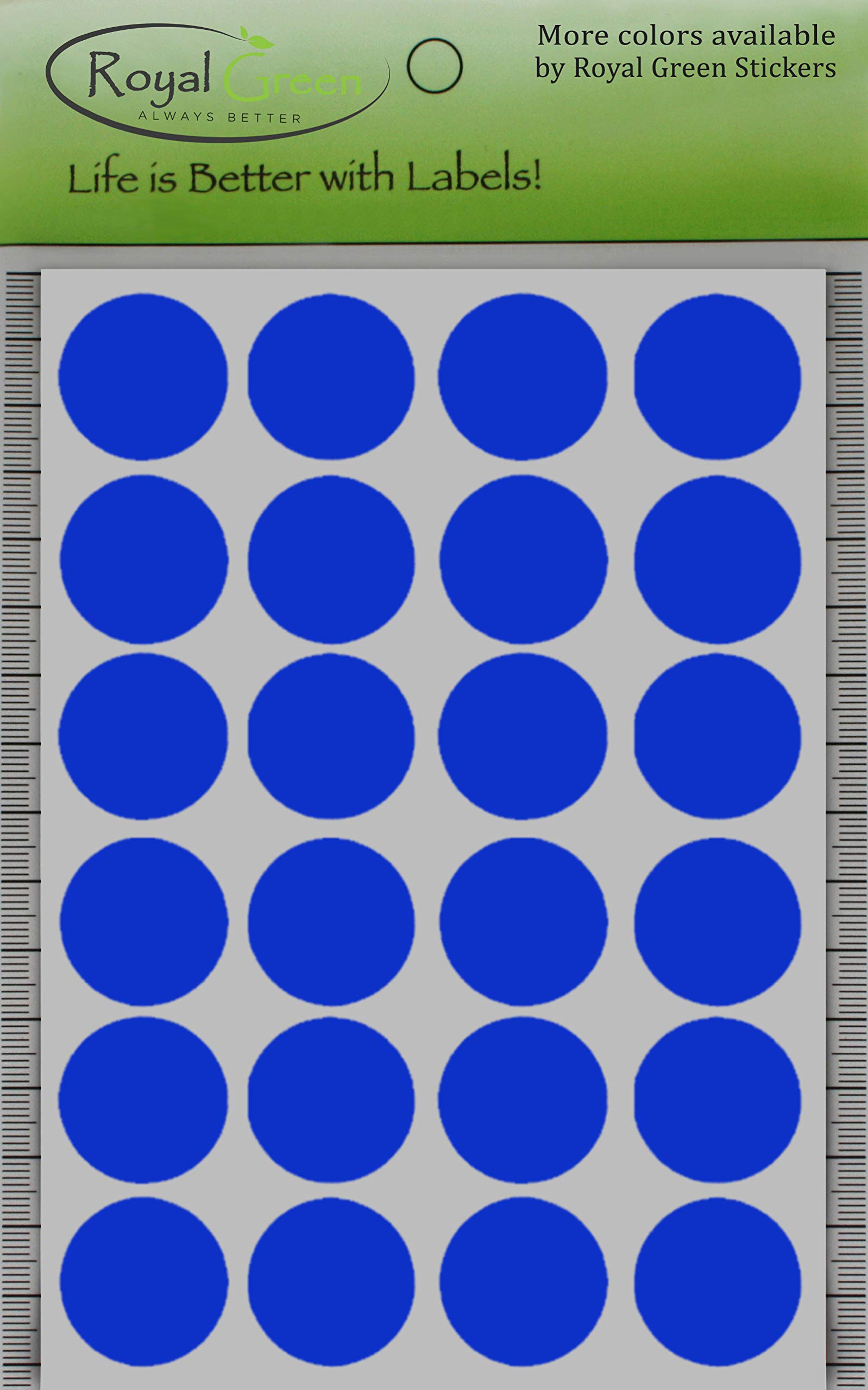 Royal Green Dot Sticker Color Coding Labels - Blue Round Circle Stickers 25mm (1 inch) - 600 Pack - Perfect for Office Organization, Classroom Supplies & Inventory Management