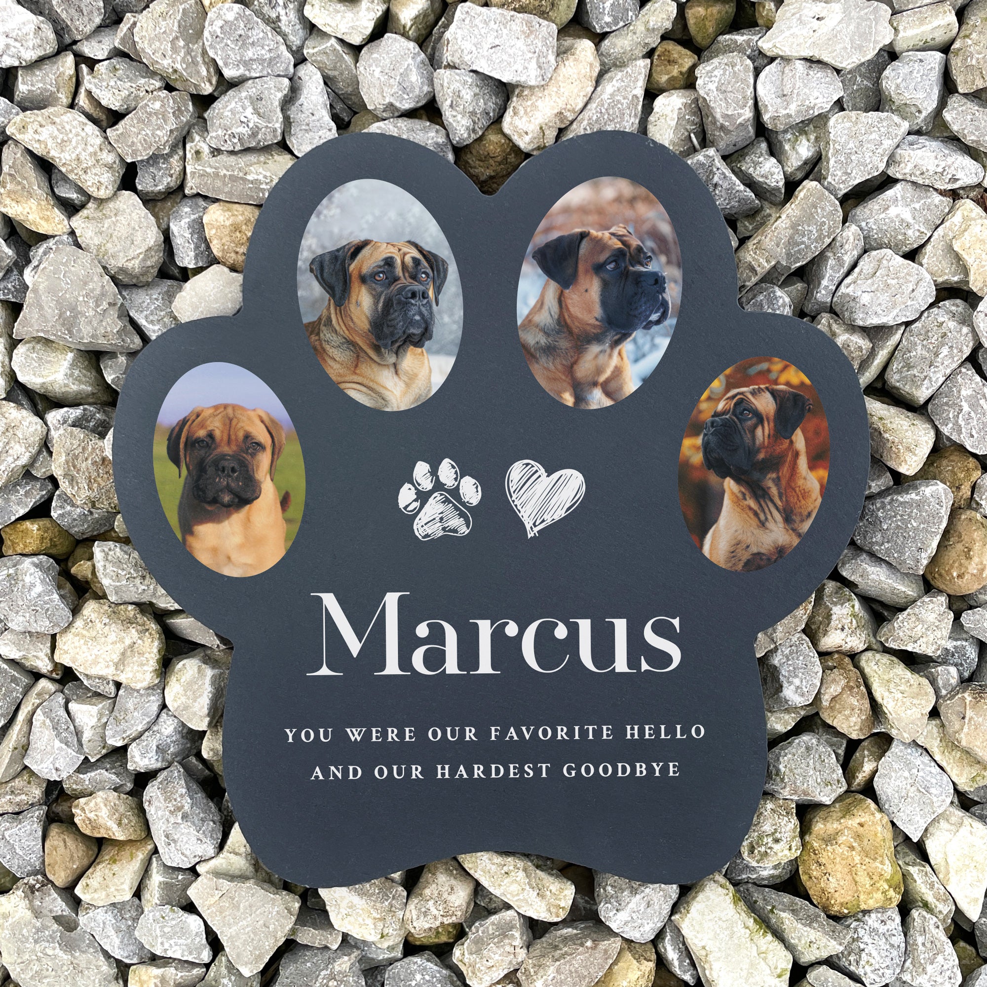 Personalized Slate Pet Memorial Stone - Custom Paw Print Grave Marker 20x20cm - Perfect for Pet Cemeteries, Backyard Burials & Memorial Gardens