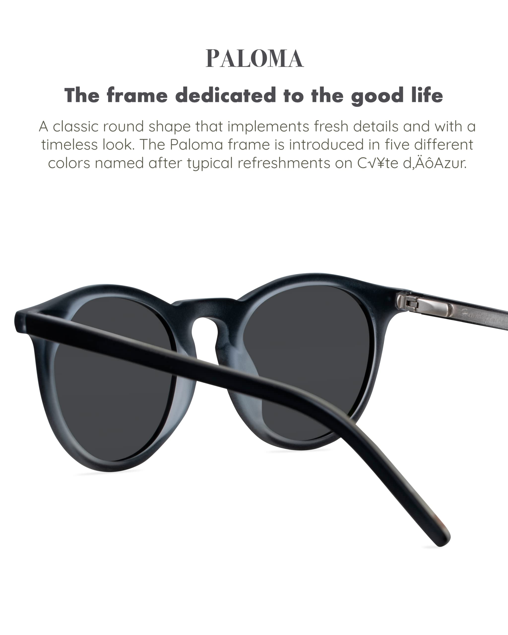 Christopher Cloos Paloma Coal Round Polarized Sunglasses for Men & Women – UV Protection, Trendy Unisex Shades with Case – Perfect for Driving, Beach & Outdoor Activities