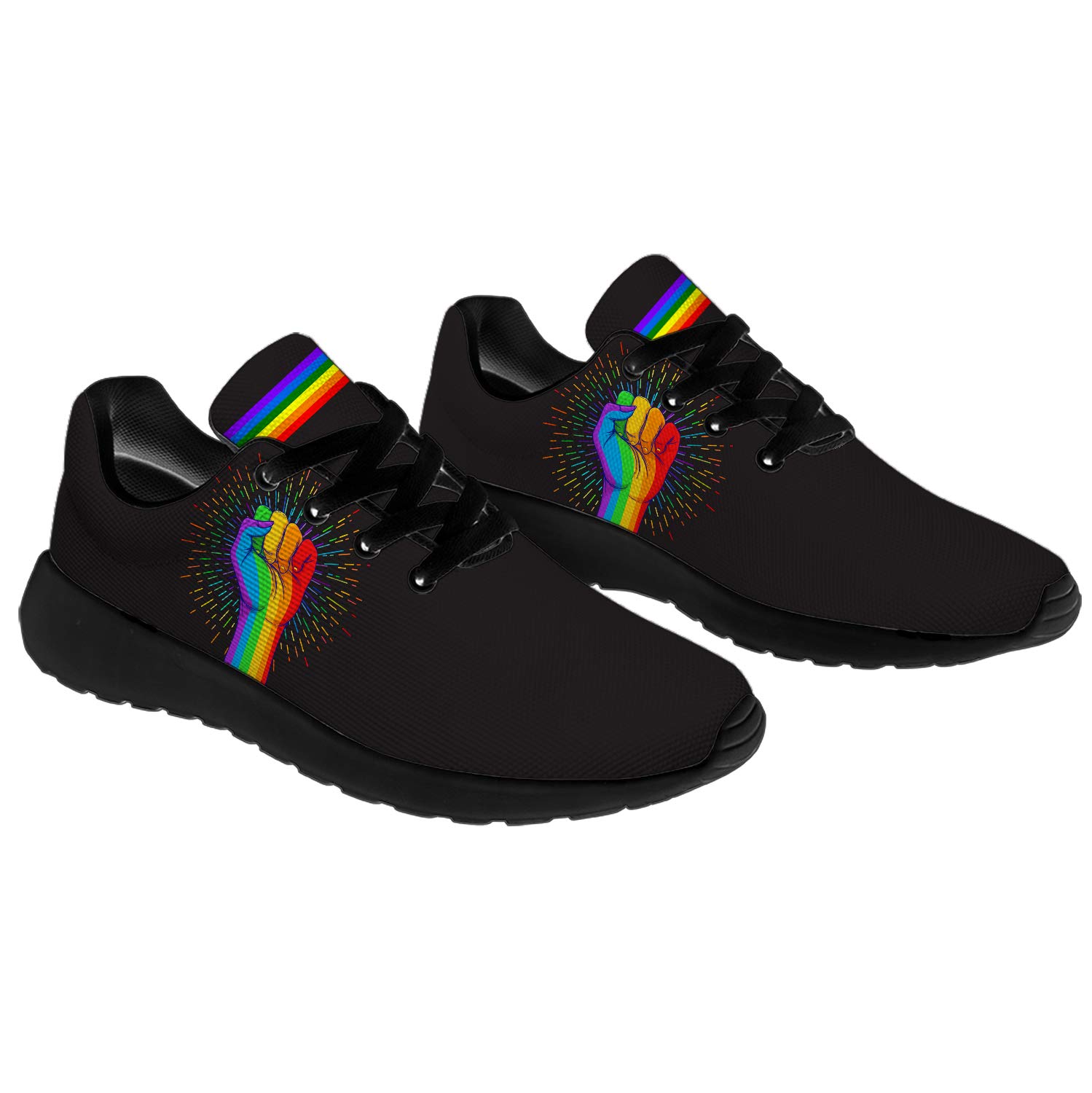 Unisex LGBTQ+ Rainbow Running Shoes - Men's Size 9/Women's Size 10.5 - Comfortable Walking & Tennis Sneakers - Perfect Pride Gift for Gay, Lesbian & Allies - Ideal for Jogging, Gym Workouts & Pride Events
