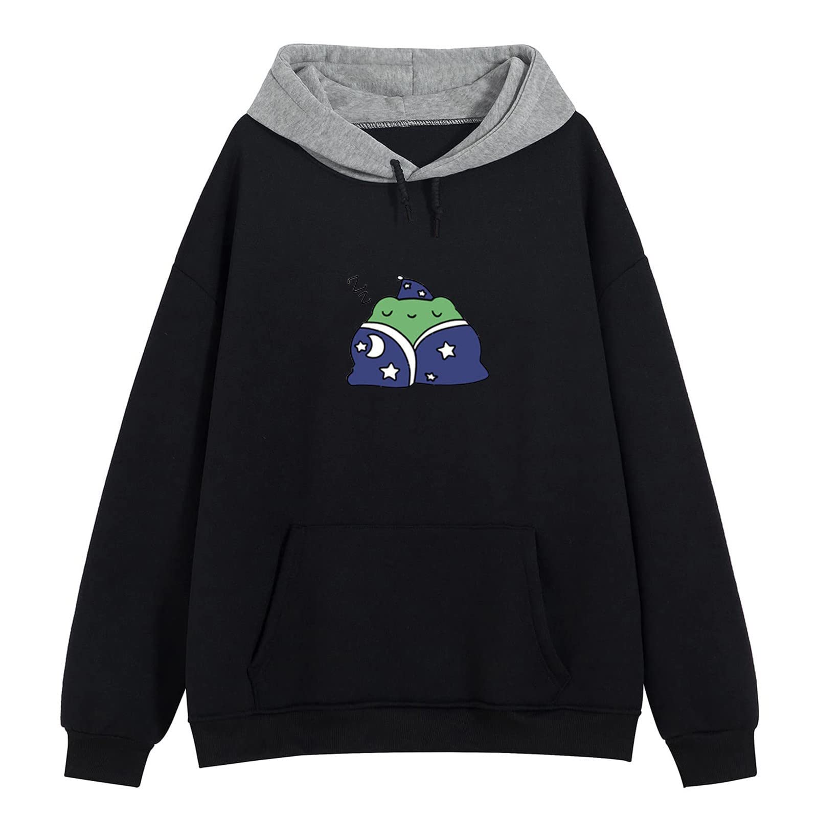 Women's Casual Long Sleeve Hooded Sweatshirt with Print & Side Pockets - Loose Fit Pullover Top for Everyday Wear - Perfect for Lounge, Workout & Street Style Fashion