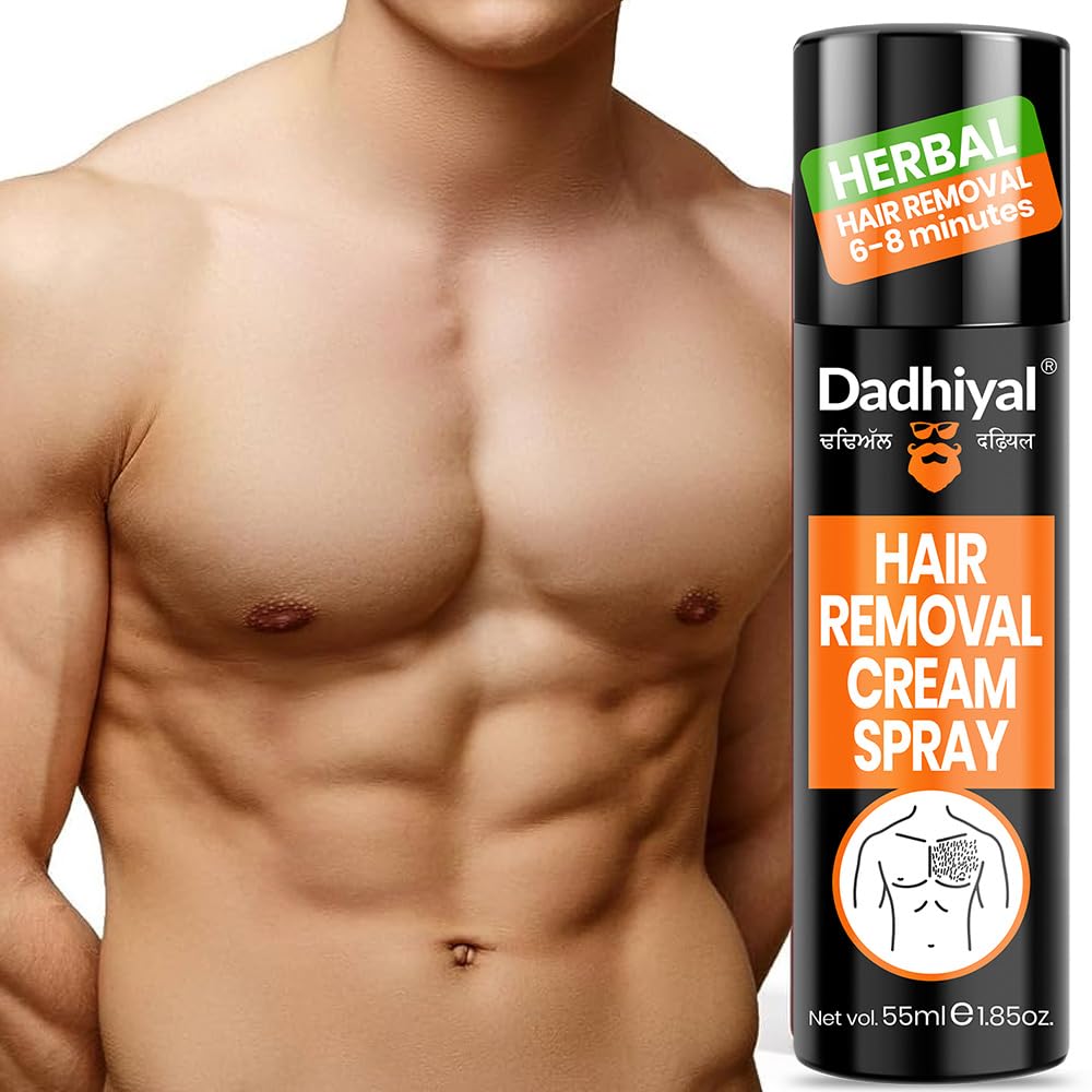 BEAUTYRELAY LONDON Men's Hair Removal Cream Spray - Painless & Irritation Free for Chest, Underarms & Legs | 55ml | Quick & Easy Body Hair Removal for Smooth Skin | Perfect for Grooming, Beach Prep & Confidence Boost