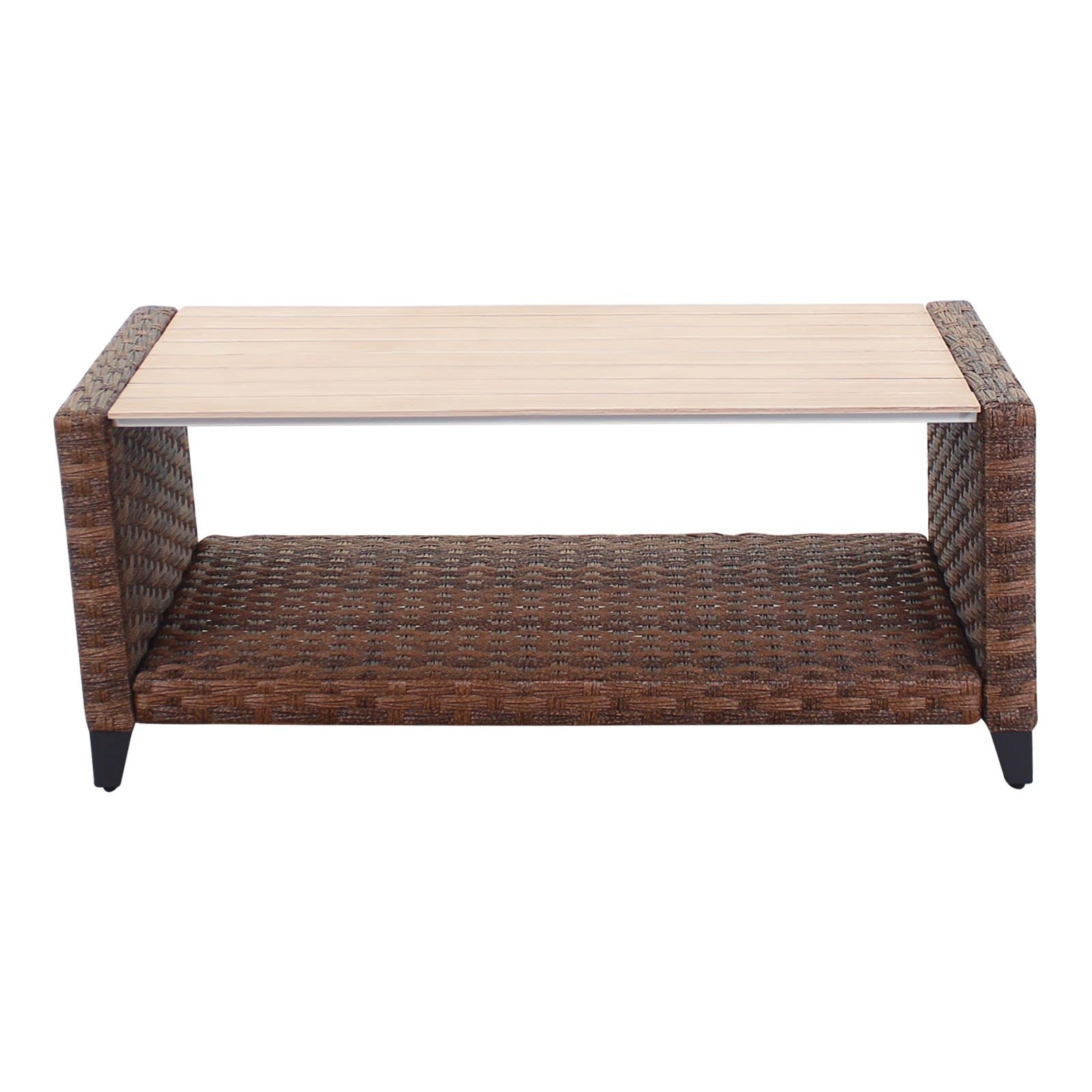 Courtyard Casual Costa Mesa Collection Coffee Table - Brown Wooden Outdoor Furniture for Patio, Garden, and Poolside Relaxation