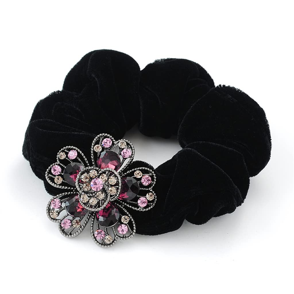 Korean Style Floral Hair Ties - JHHDP Hair Rings, Elastic Hair Bands for Women, Girls (One Size, Color B) | Perfect for Ponytails, Braids & Boho Hairstyles