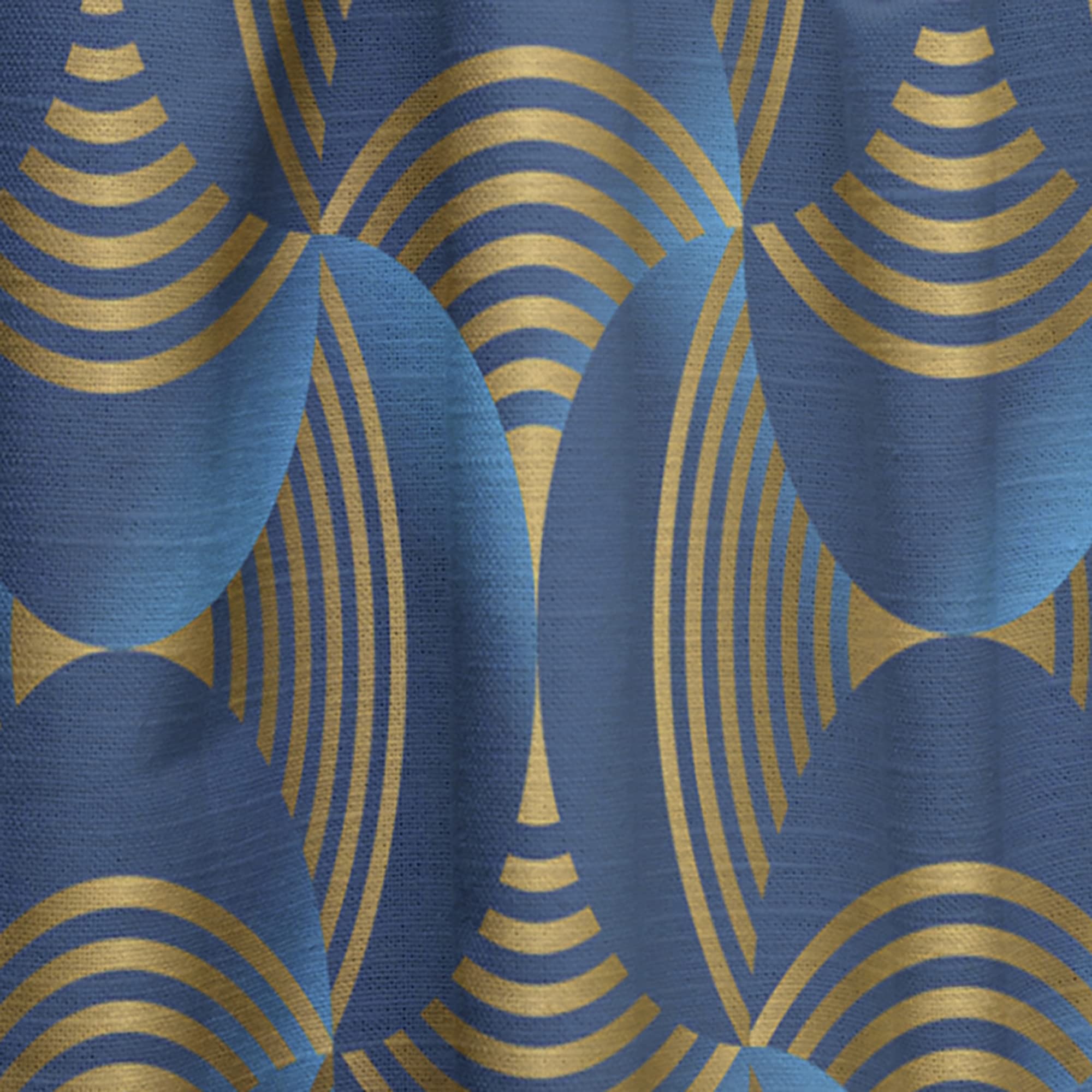 Geometric Abstract Wave Pattern Gold & Navy Blue Thermal Insulated Curtains - 52x84 Inch Single Panel for Bedroom & Living Room - Perfect for Modern Home Decor & Light Blocking