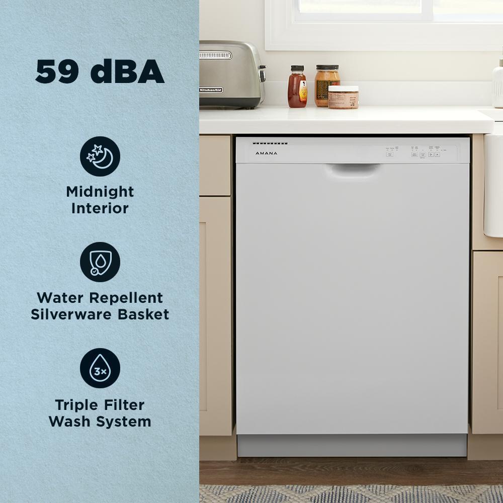 Amana ADFS2524RW 24-Inch Built-In Dishwasher with Midnight Black Interior - Quiet Operation, Energy Efficient for Modern Kitchens